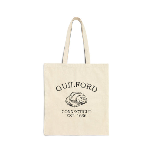 Guilford Connecticut Vintage Retro Cotton Canvas Tote Bag - Black Logo