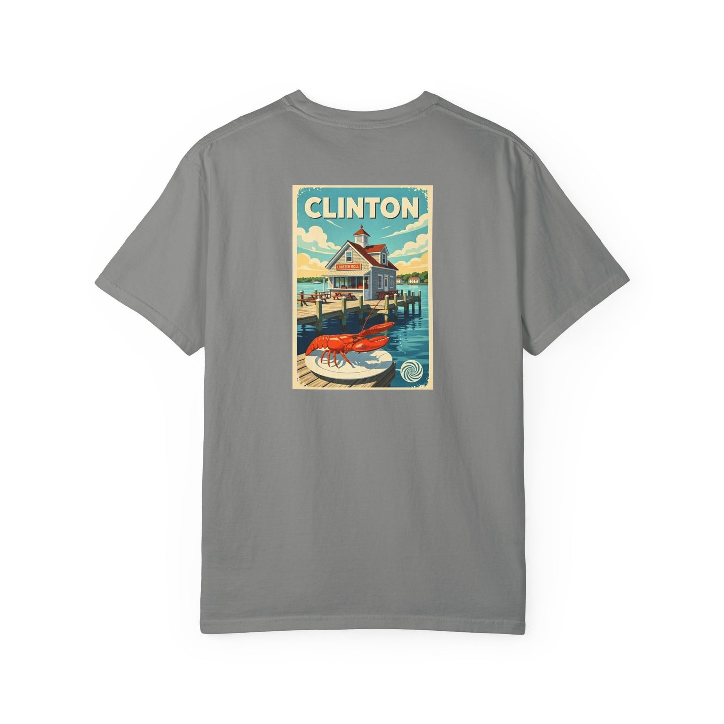 Clinton Connecticut Vintage Retro Back Printed Art Series Cotton Tee - Black Logo