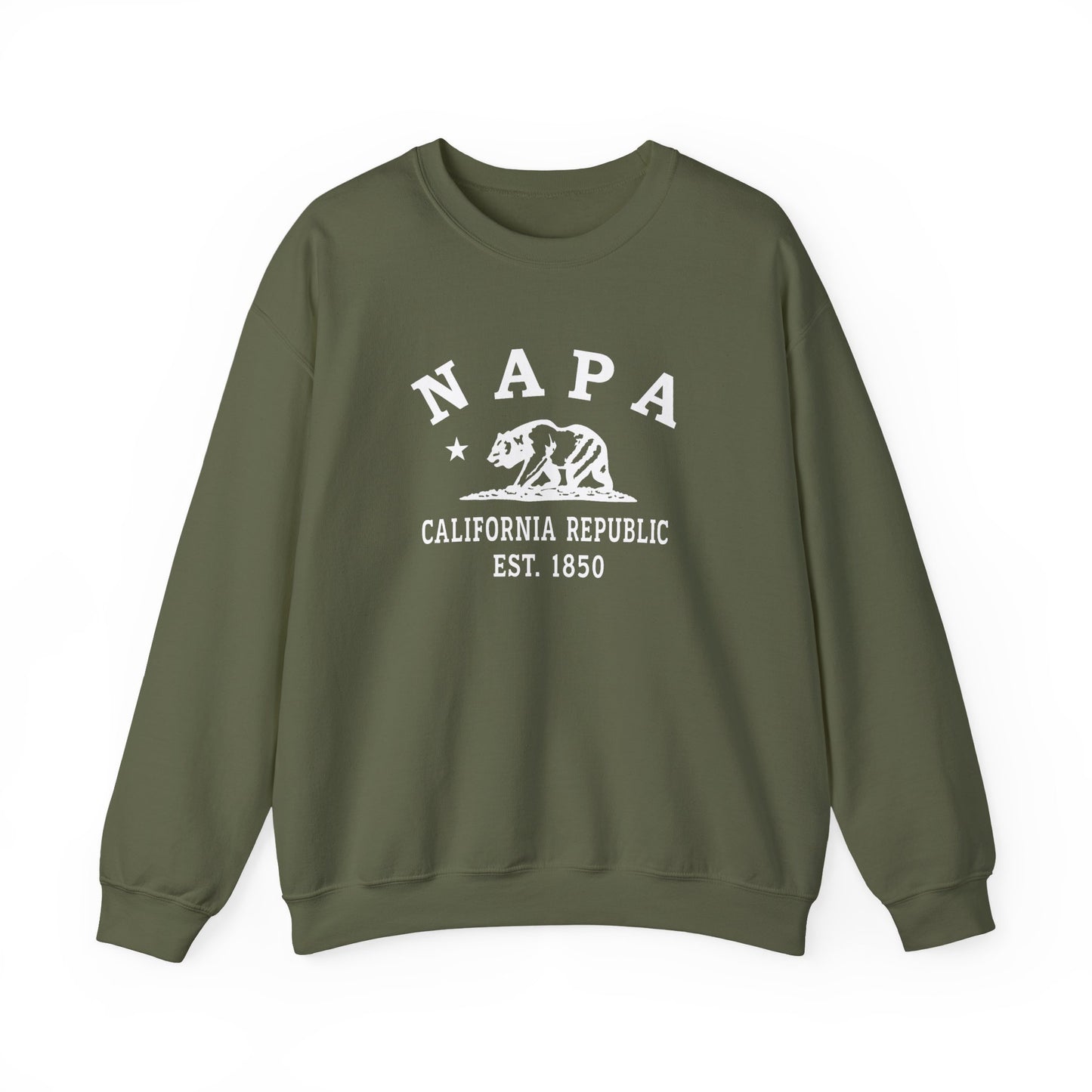 Napa California Vintage Retro Unisex Heavy Crewneck Sweatshirt - White Logo