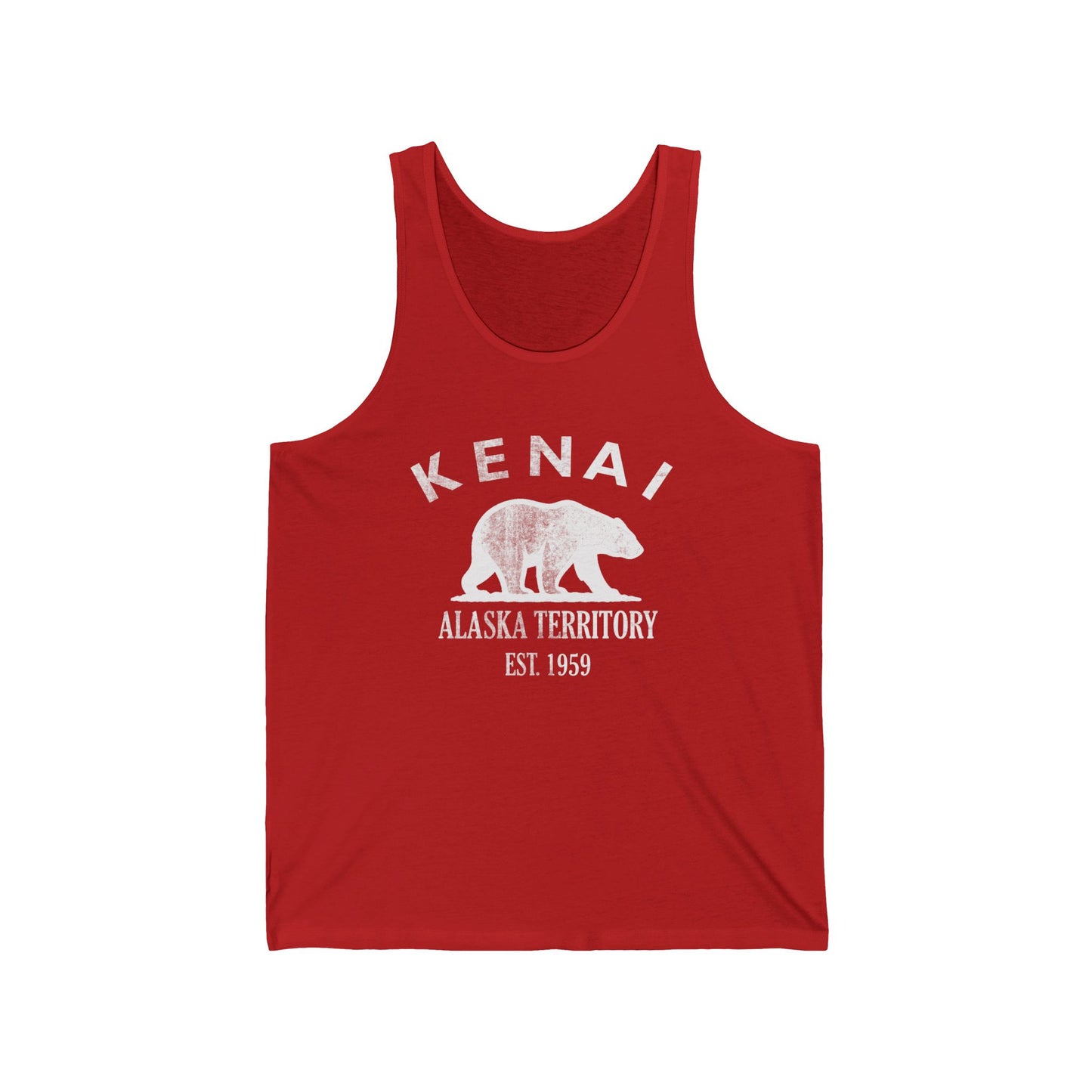 Kenai Alaska Vintage Retro Unisex Cotton Jersey Tank Top - White Logo
