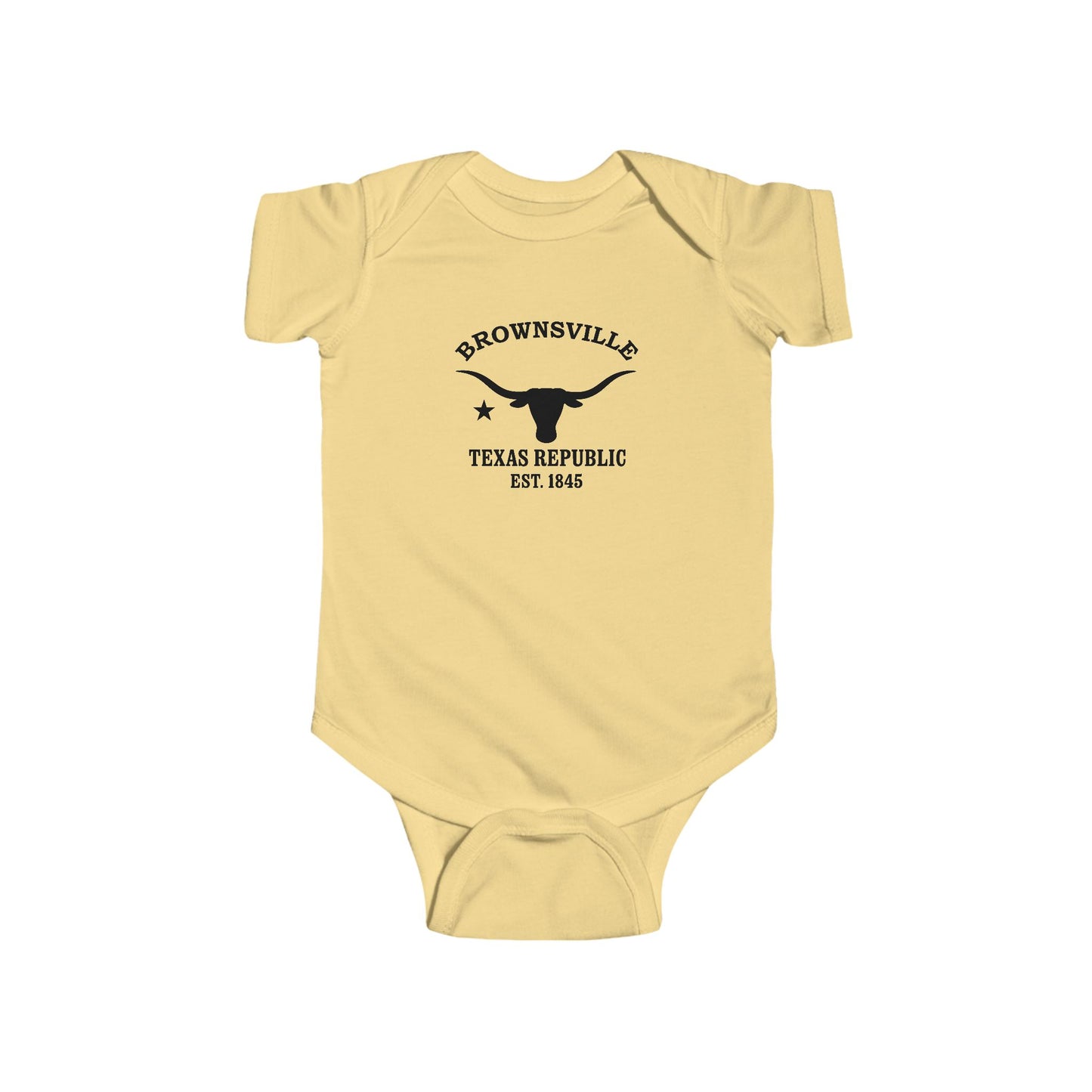 Brownsville Texas Vintage Retro Cotton Jersey Baby Bodysuit - Black Logo