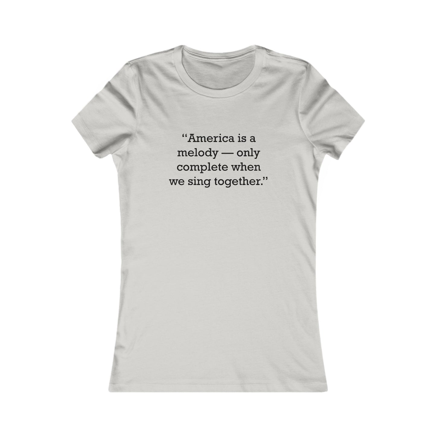 Quote 33 America-Is-A Ringspun Cotton Fitted Vintage Retro Womens Tee - Black Logo