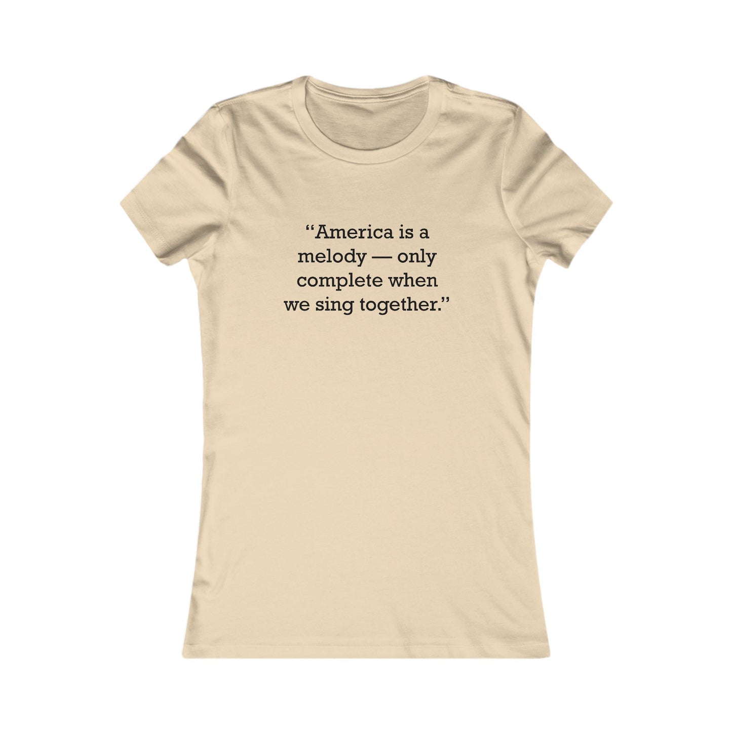 Quote 33 America-Is-A Ringspun Cotton Fitted Vintage Retro Womens Tee - Black Logo