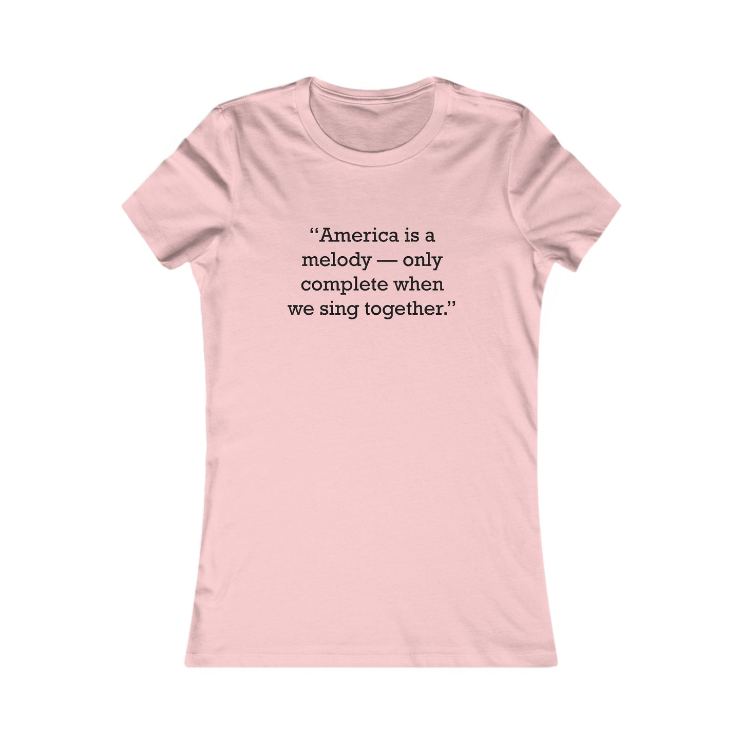 Quote 33 America-Is-A Ringspun Cotton Fitted Vintage Retro Womens Tee - Black Logo