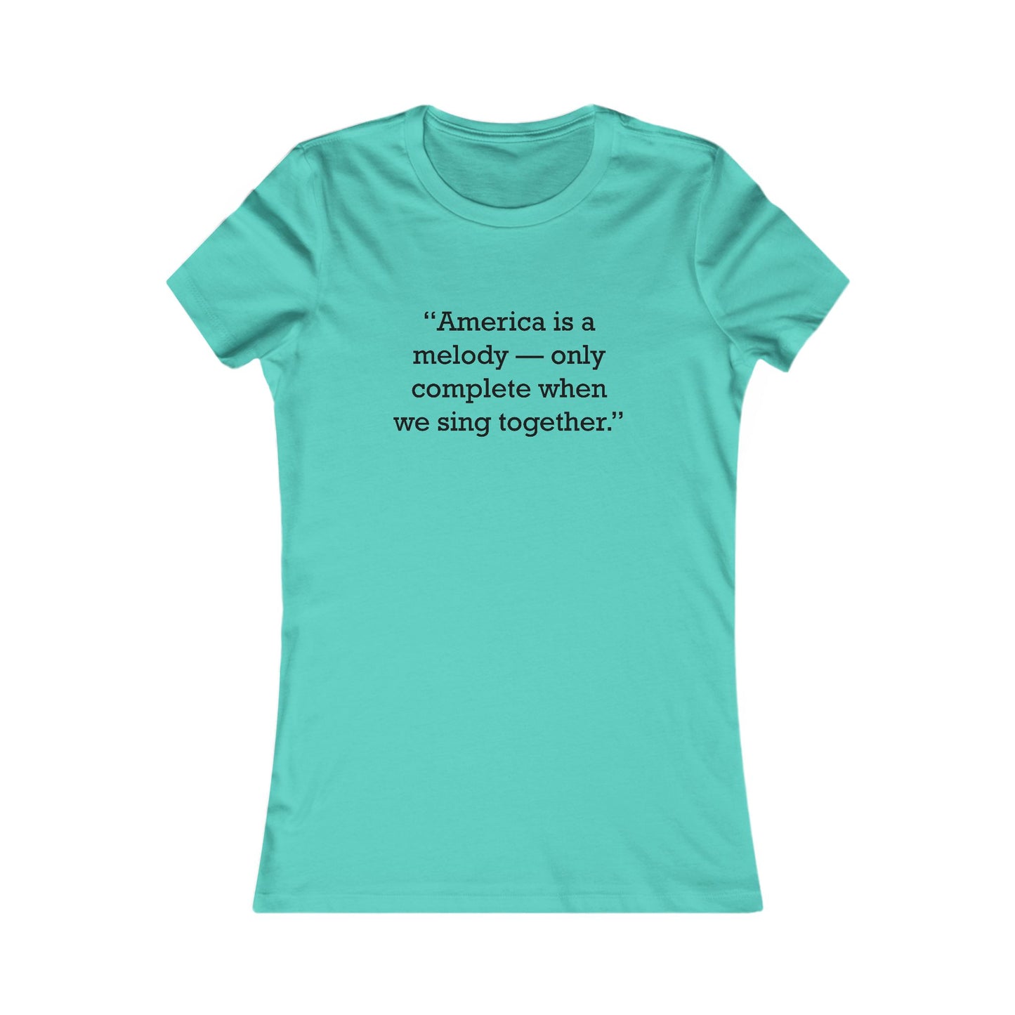 Quote 33 America-Is-A Ringspun Cotton Fitted Vintage Retro Womens Tee - Black Logo