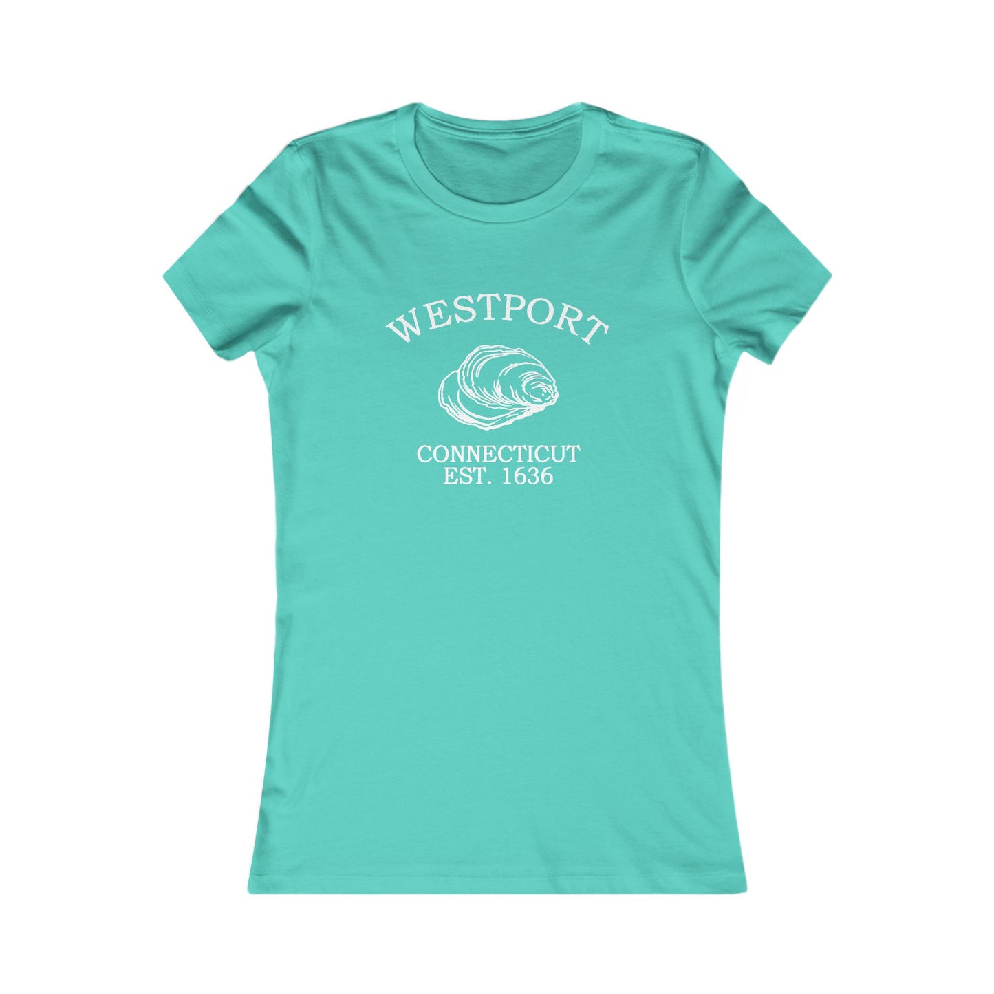 Westport Connecticut Vintage Retro Womens Fitted Ringspun Cotton Tee - White Logo