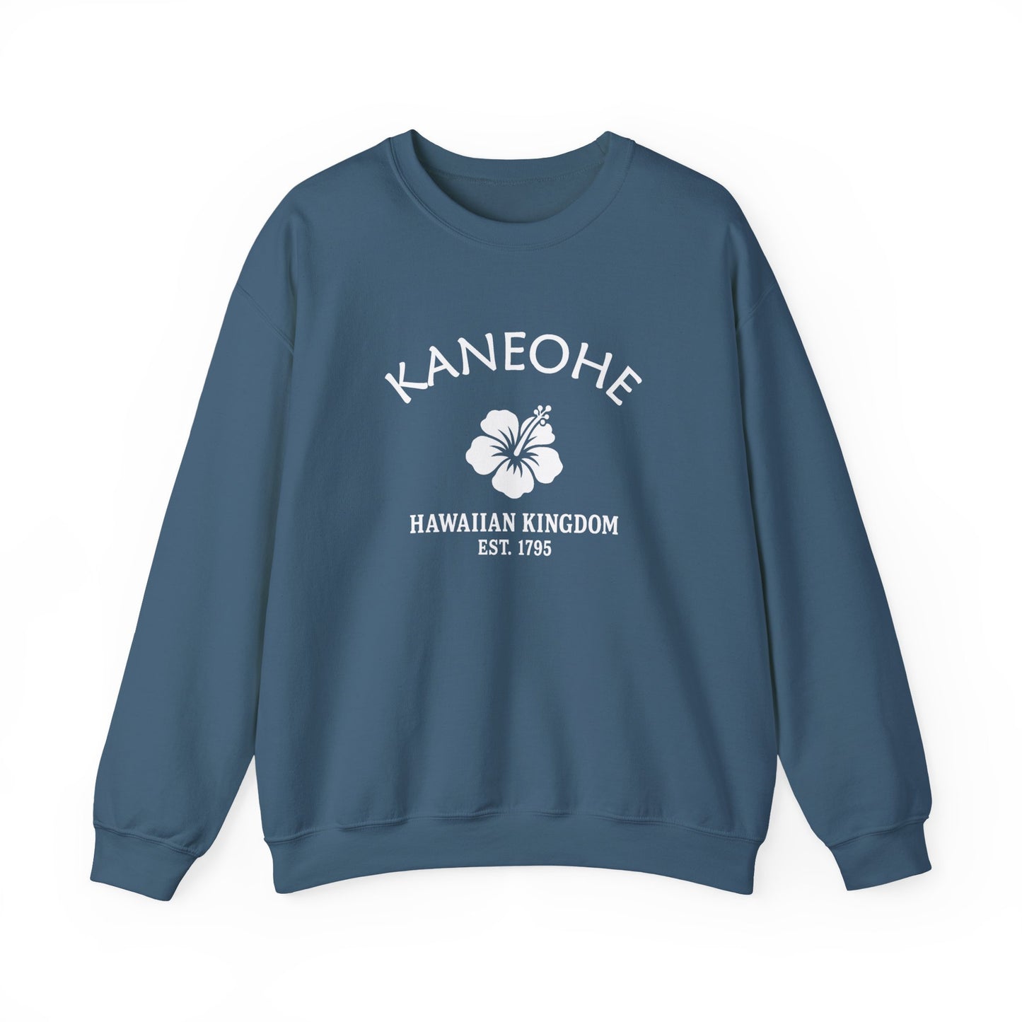 Kaneohe Hawaii Vintage Retro Unisex Heavy Crewneck Sweatshirt - White Logo