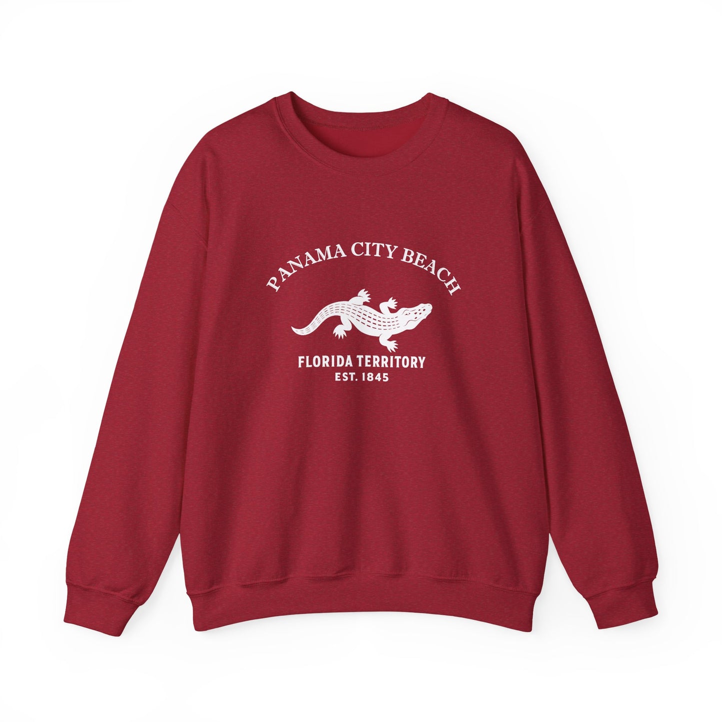 Panama City Beach Florida Vintage Retro Unisex Heavy Crewneck Sweatshirt - White Logo