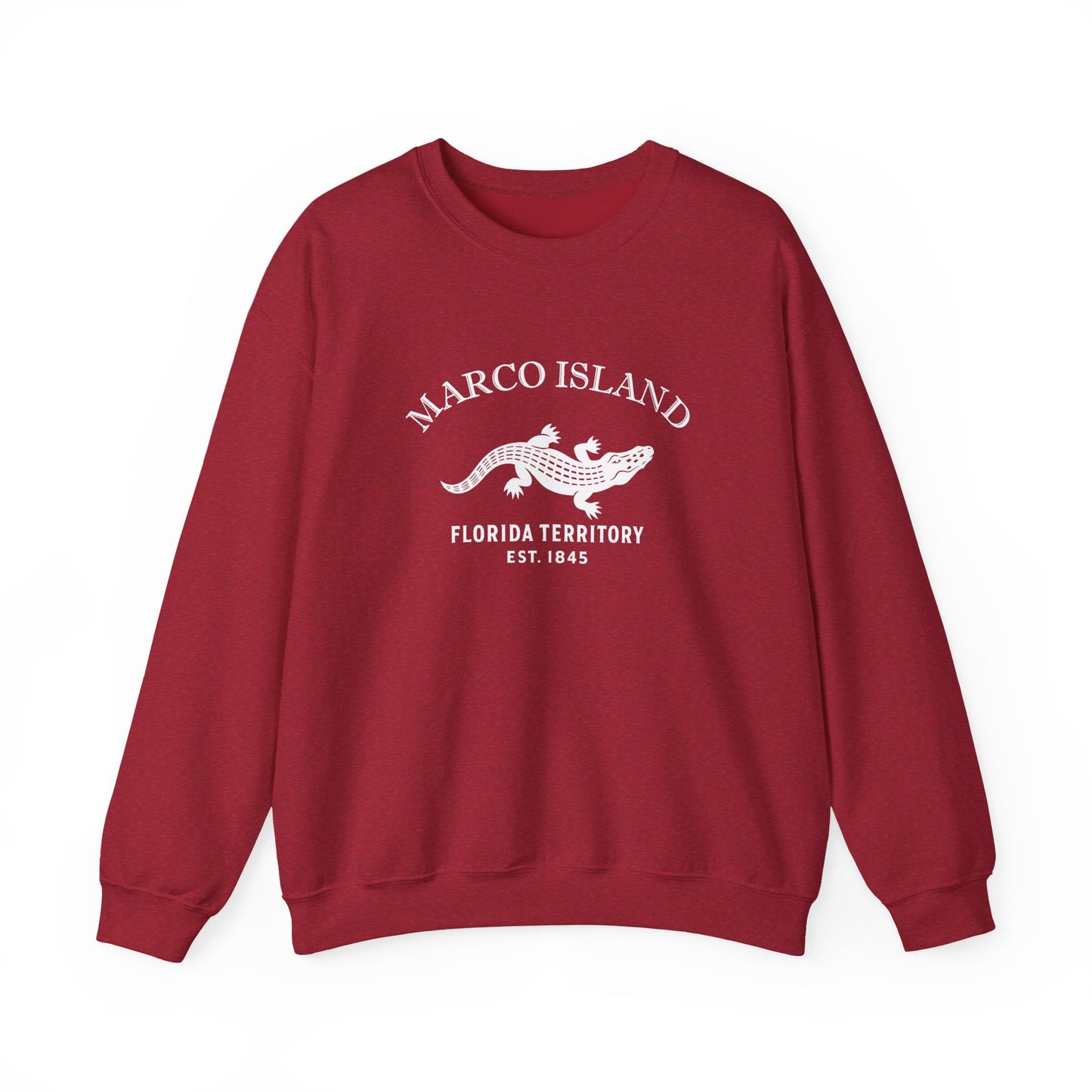 Marco Island Florida Vintage Retro Unisex Heavy Crewneck Sweatshirt - White Logo