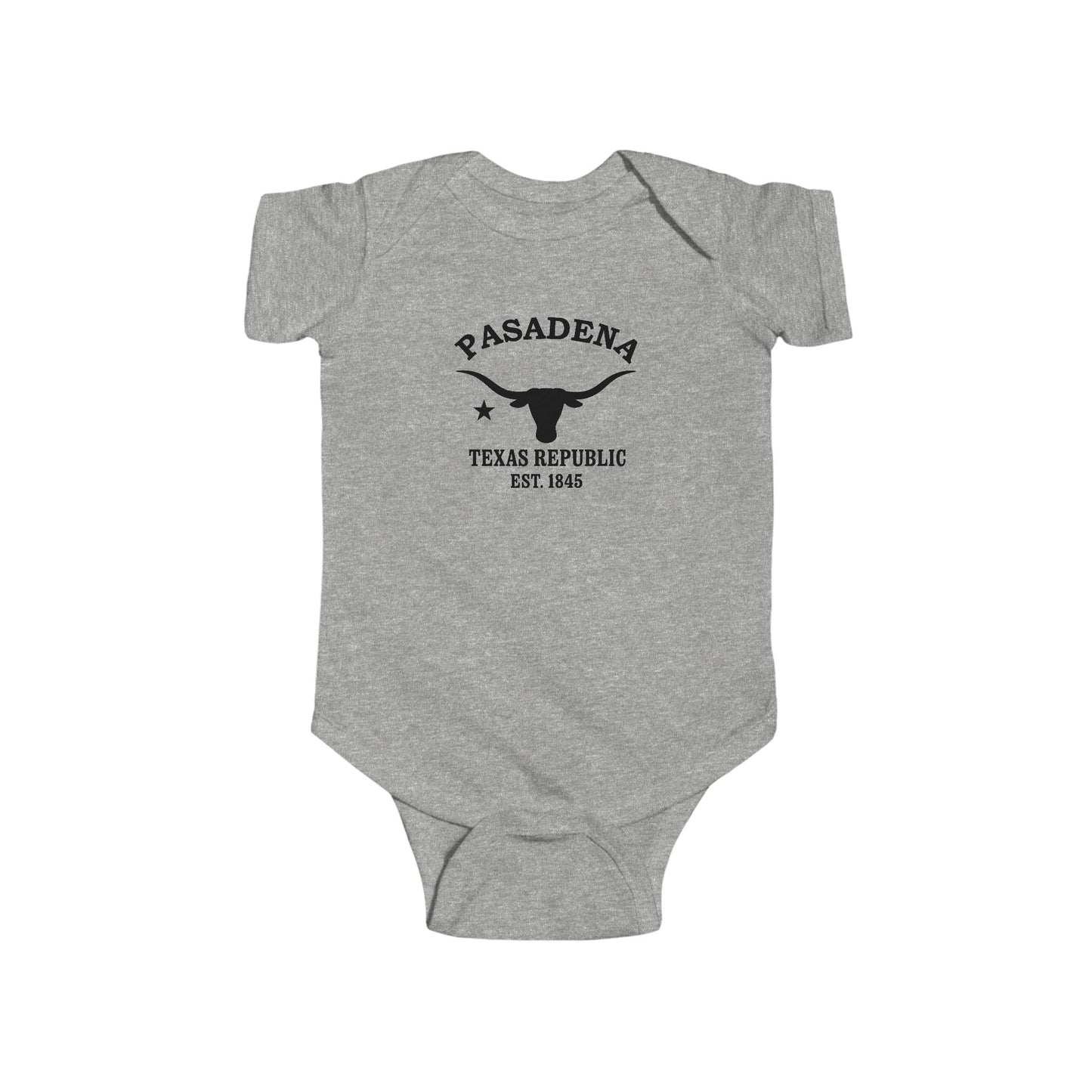 Pasadena Texas Cottton Jersey Baby Bodysuit - Black Logo