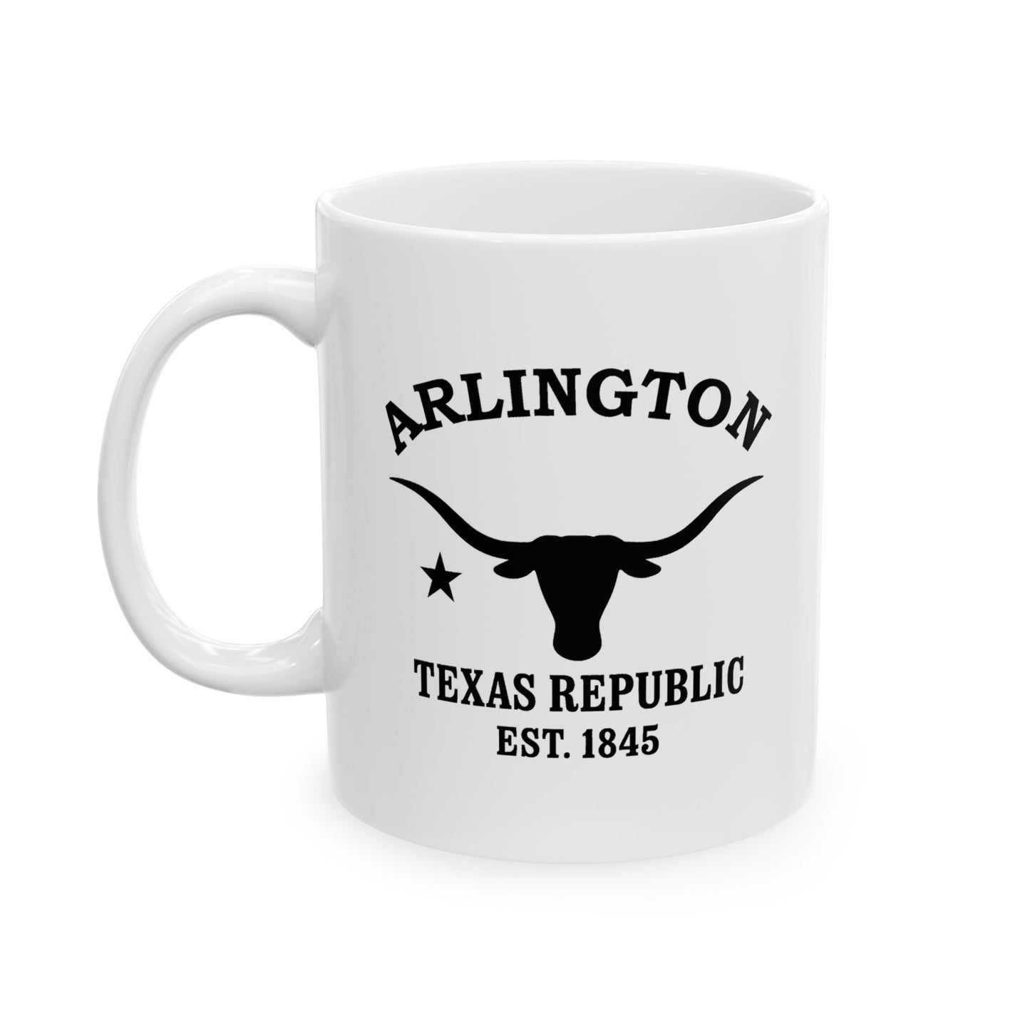 Arlington Texas Vintage Retro Ceramic Mug - Black Logo