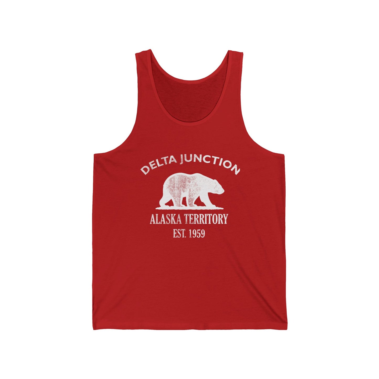 Delta Junction Alaska Vintage Retro Unisex Cotton Jersey Tank Top - White Logo