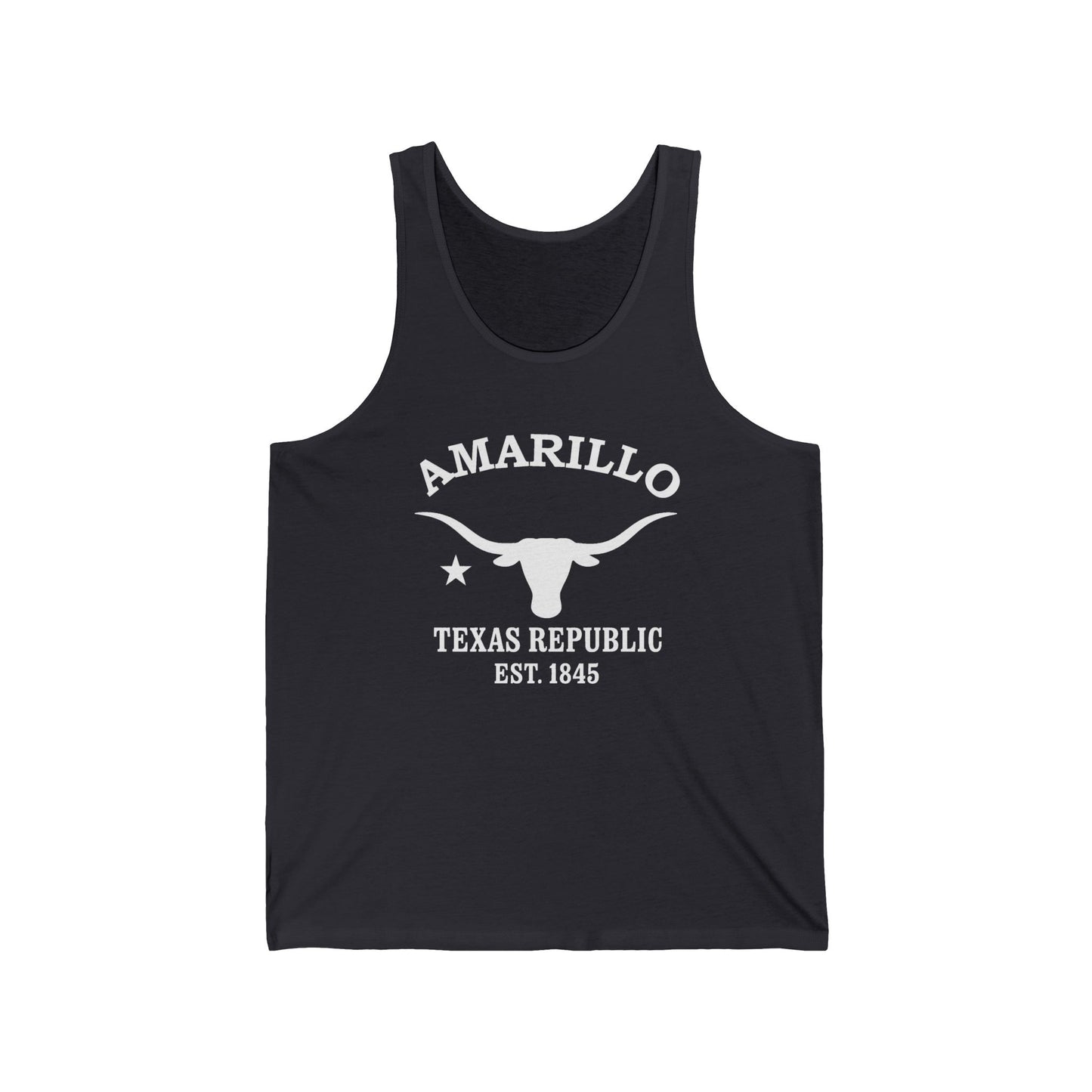 Amarillo Texas Vintage Retro Unisex Cotton Jersey Tank Top - White Logo