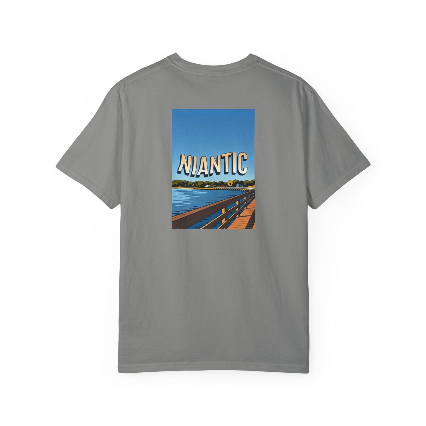 Niantic Connecticut Vintage Retro Back Printed Art Series Cotton Tee - Black Logo