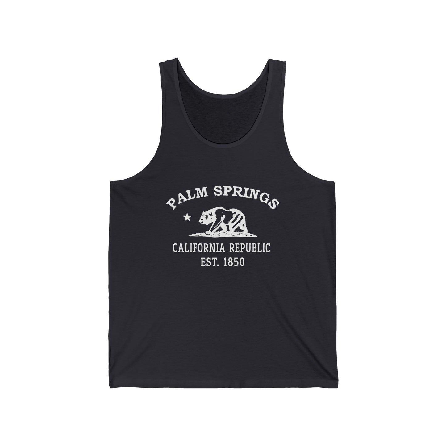 Palm Springs California Vintage Retro Unisex Cotton Jersey Tank Top - White Logo