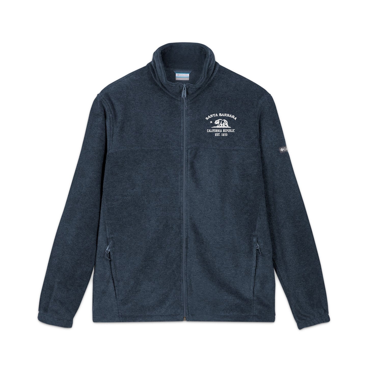 Santa Barbara California Vintage Retro Unisex Embroidered Fleece Jacket - White Logo