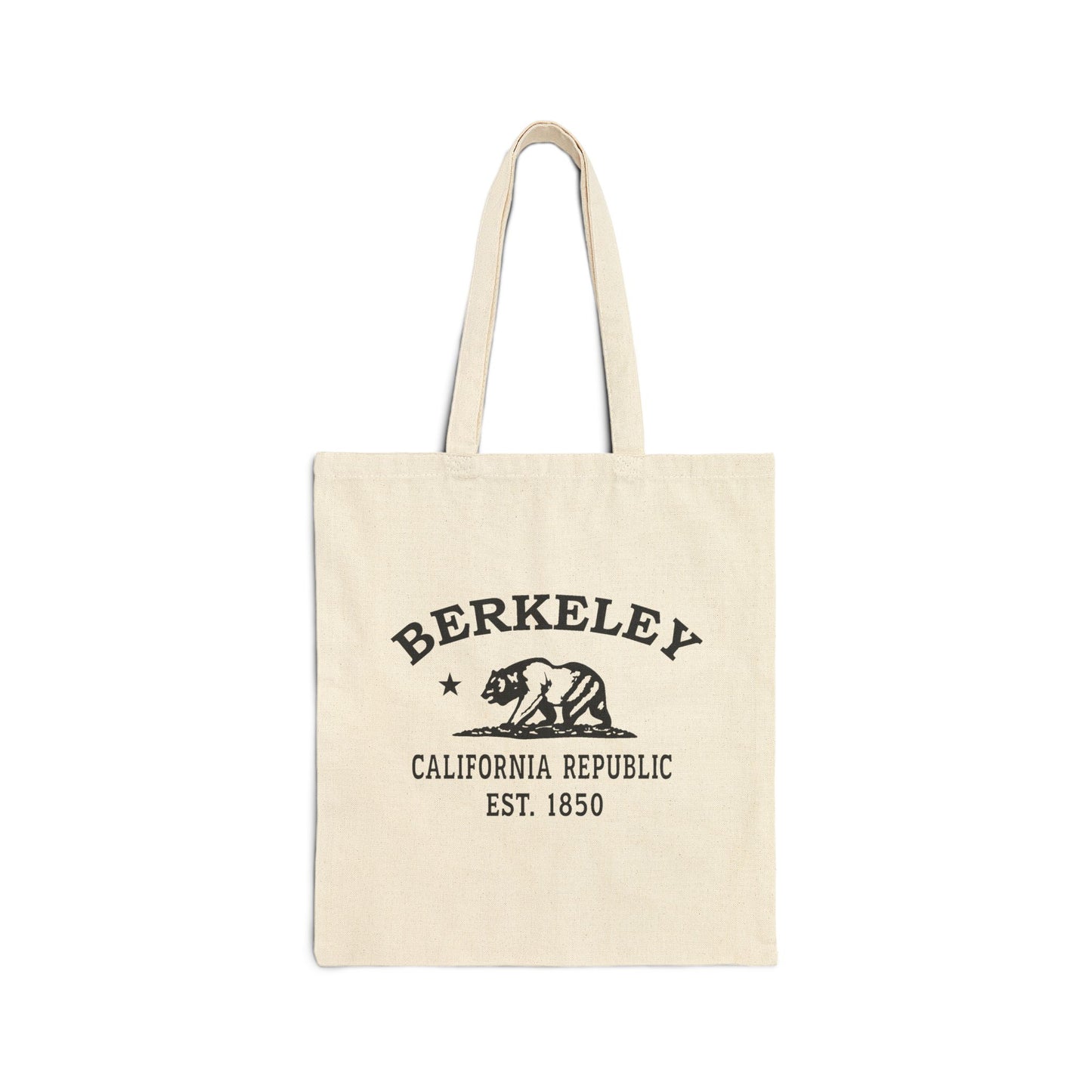 Berkeley California Vintage Retro Cotton Canvas Tote Bag - Black Logo