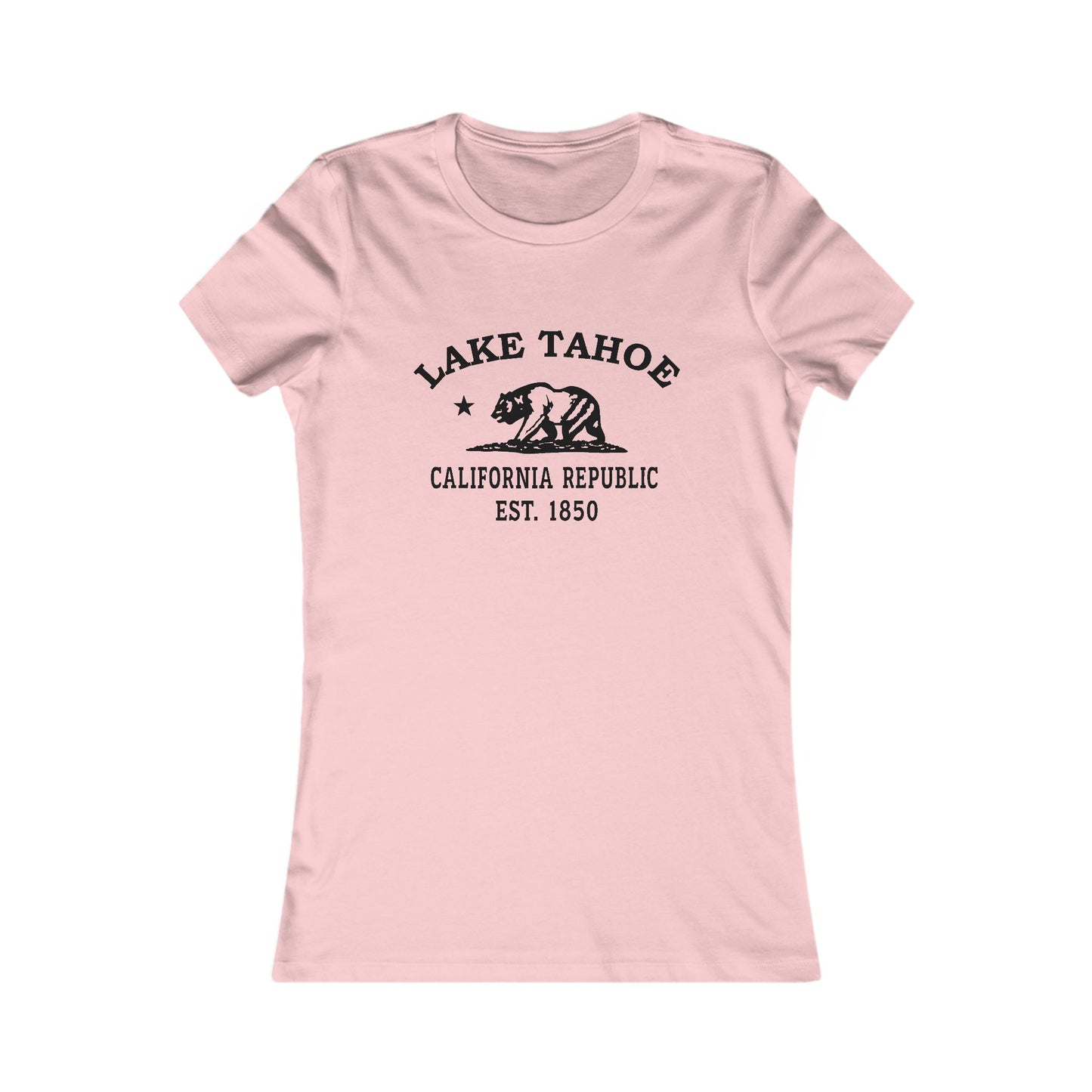 Lake Tahoe California Ringspun Cotten Fitted Vintage Retro Womens Tee - Black Logo