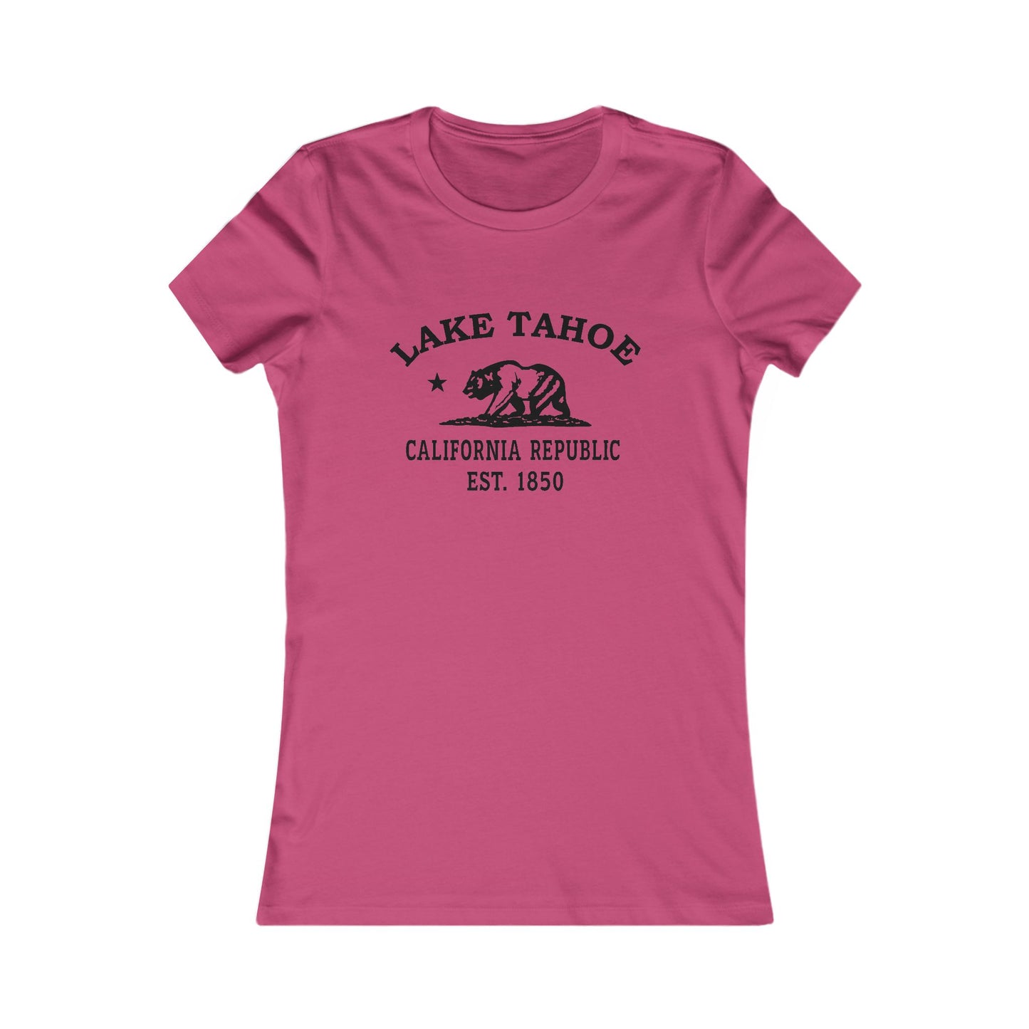 Lake Tahoe California Ringspun Cotten Fitted Vintage Retro Womens Tee - Black Logo