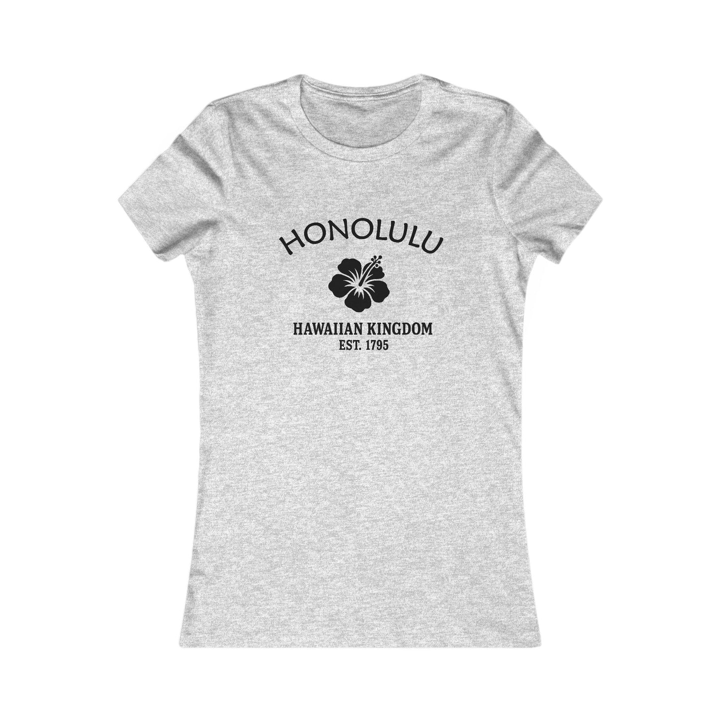 Honolulu Hawaii Ringspun Cotten Fitted Vintage Retro Womens Tee - Black Logo