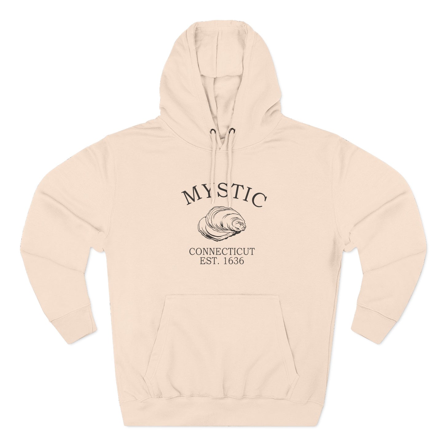 Mystic Connecticut Vintage Retro Unisex Heavy Cotton Hoodie - Black Logo