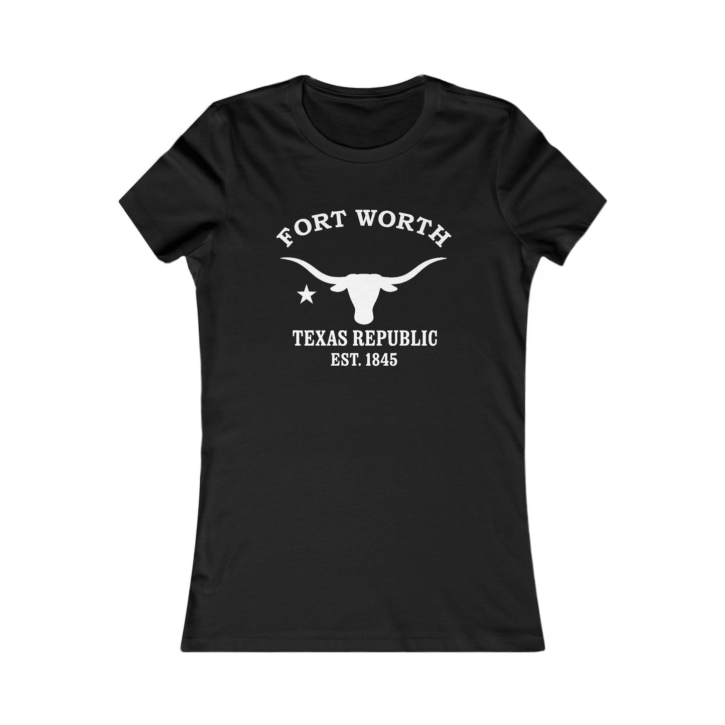Fort Worth Texas Vintage Retro Womens Fitted Ringspun Cotton Tee - White Logo