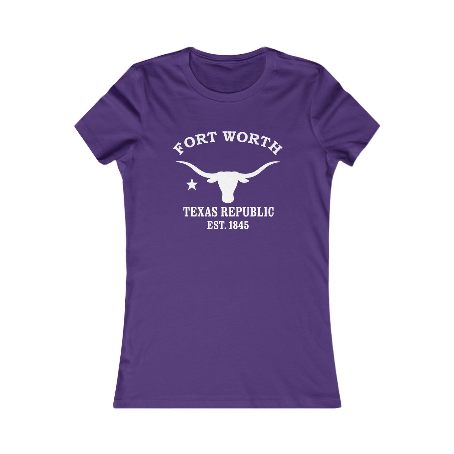 Fort Worth Texas Vintage Retro Womens Fitted Ringspun Cotton Tee - White Logo