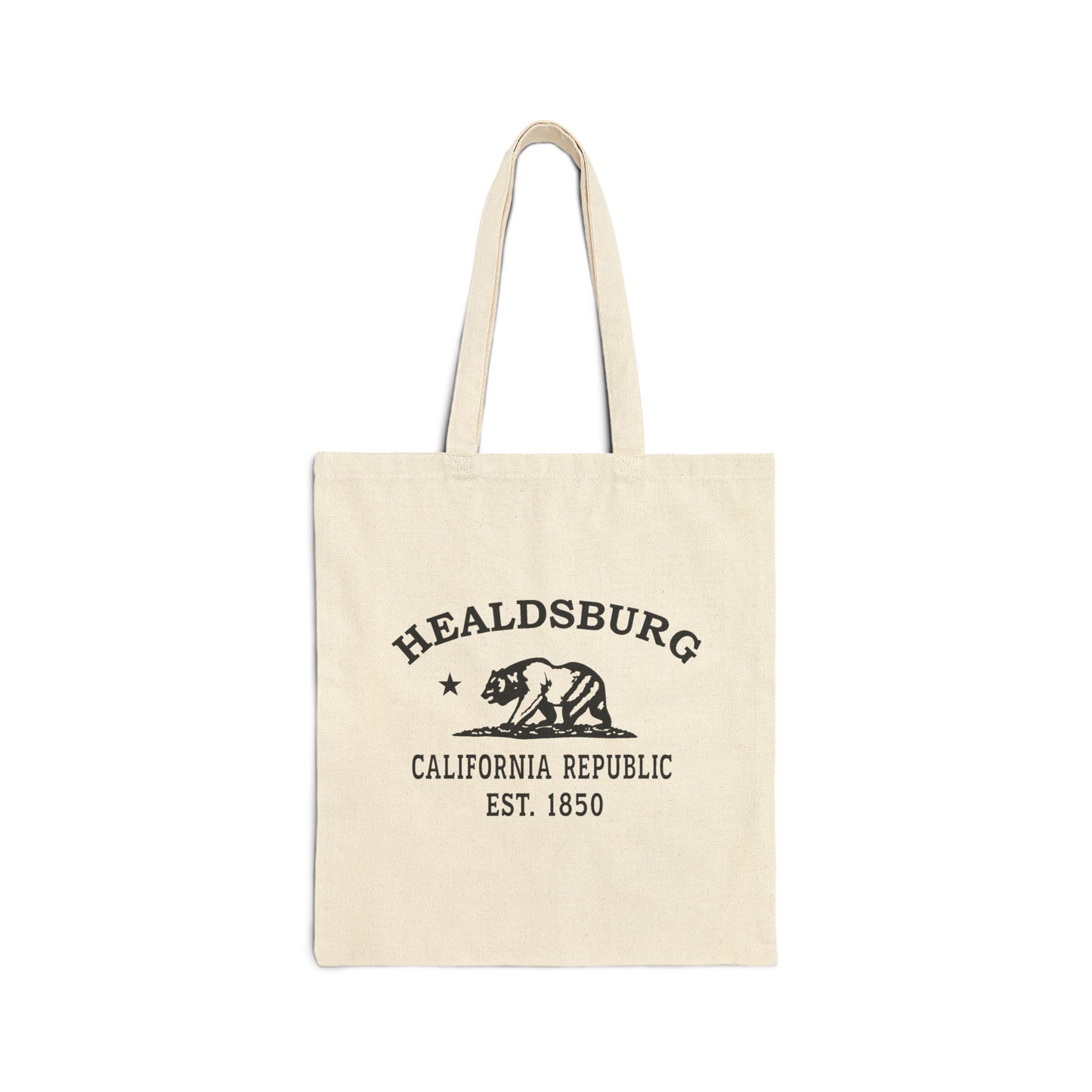 Healdsburg California Vintage Retro Cotton Canvas Tote Bag - Black Logo