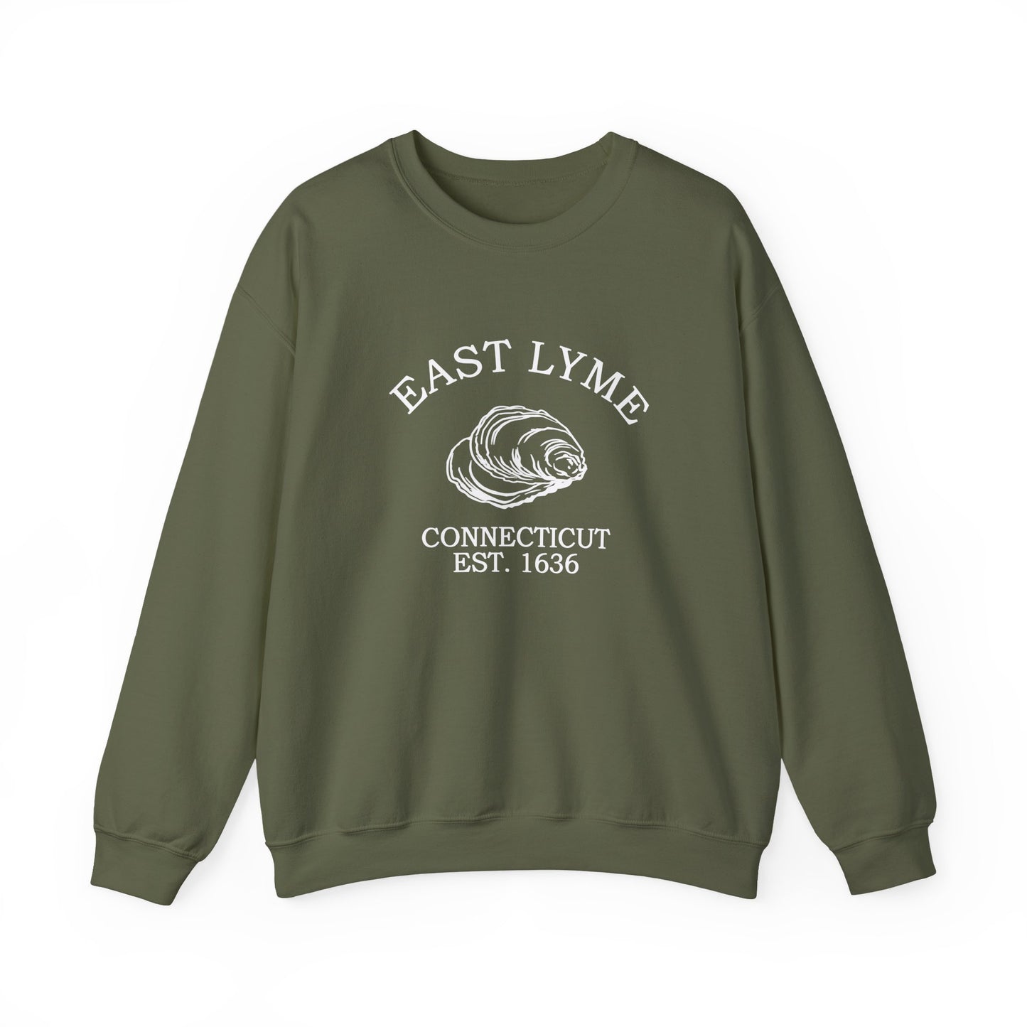 East Lyme Connecticut Vintage Retro Unisex Heavy Crewneck Sweatshirt - White Logo
