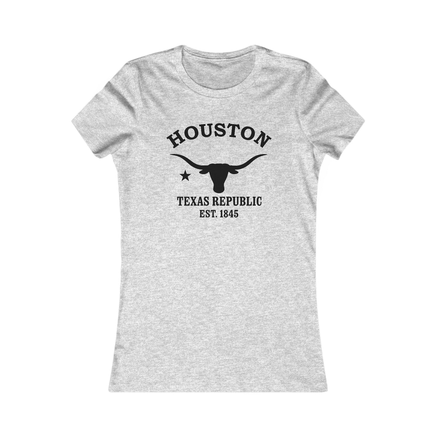 Houston Texas Vintage Retro Womens Fitted Ringspun Cotton Tee - Black Logo