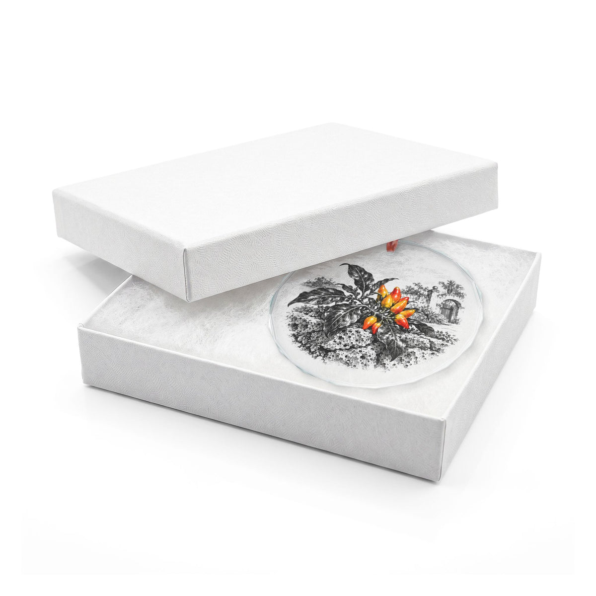 St. Augustine Florida Holiday Ornament, Datil Pepper, Crystal Glass Ornament in White Gift Box