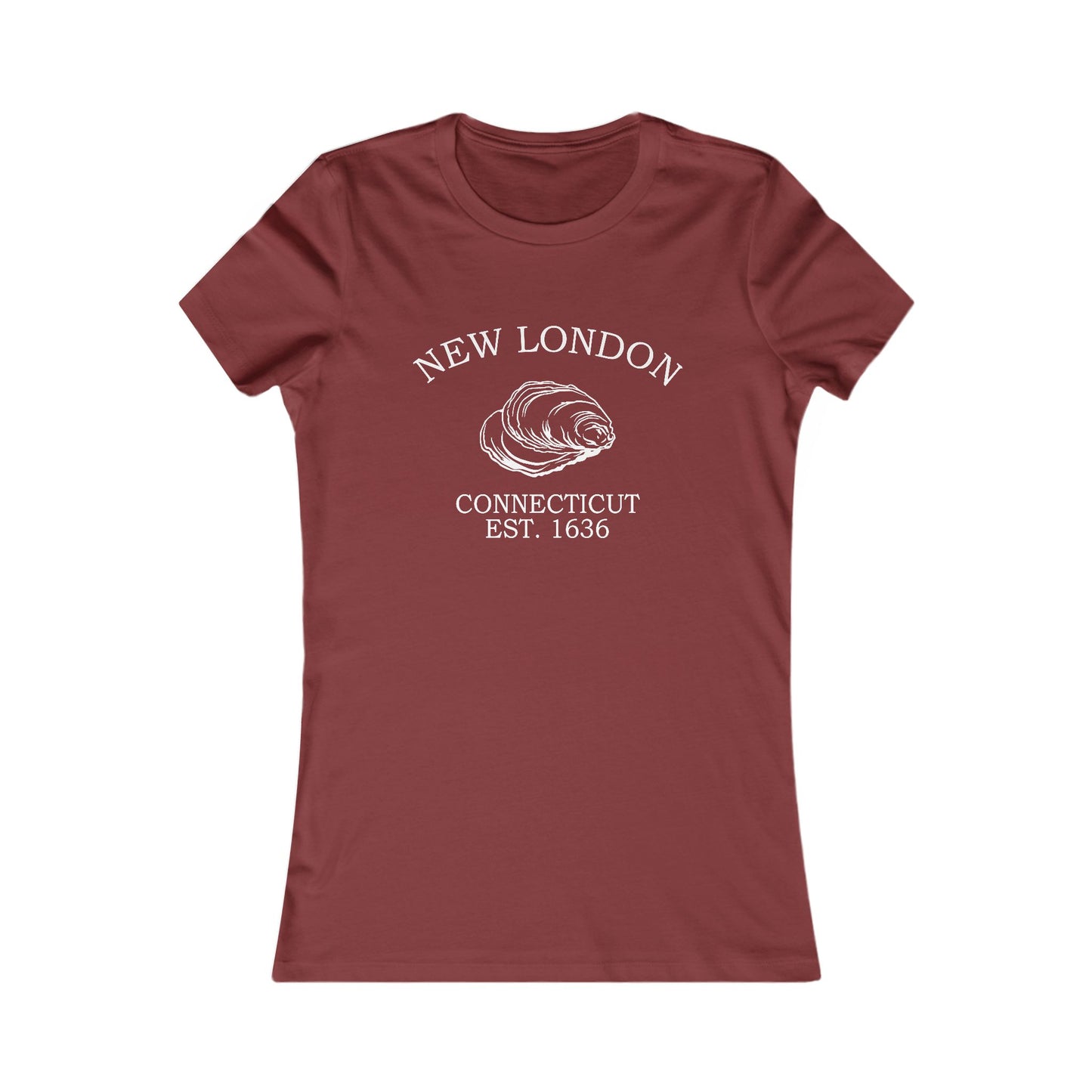 New London Connecticut Vintage Retro Womens Fitted Ringspun Cotton Tee - White Logo