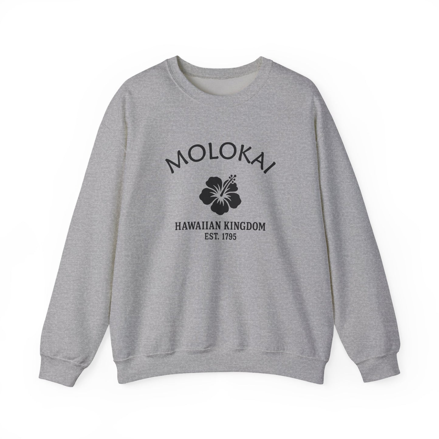 Molokai Hawaii Vintage Retro Unisex Heavy Crewneck Sweatshirt - Black Logo