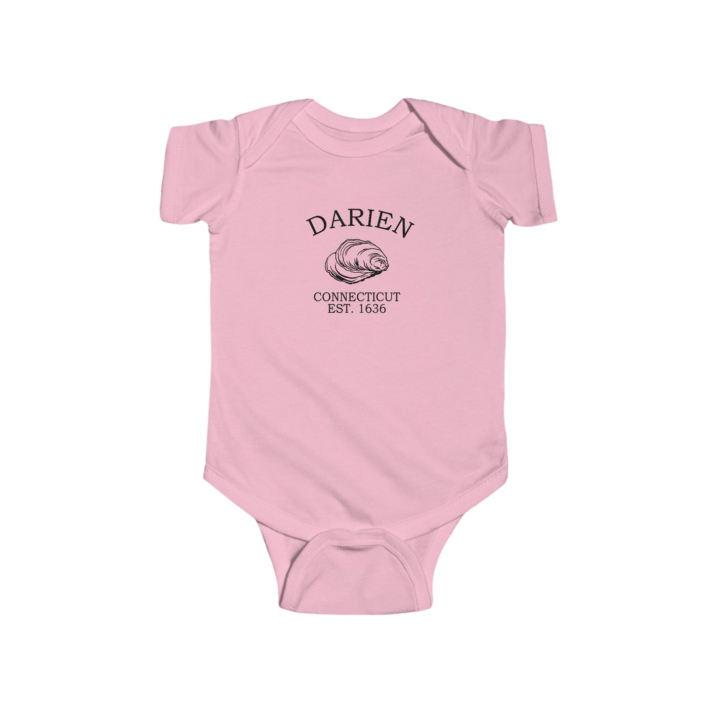 Darien Connecticut Vintage Retro Cotton Jersey Baby Bodysuit - Black Logo