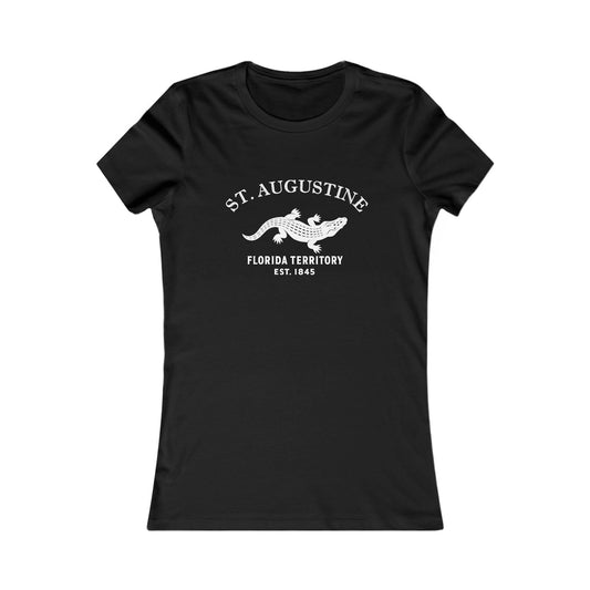 St Augustine Florida Vintage Retro Womens Fitted Ringspun Cotton Tee - White Logo