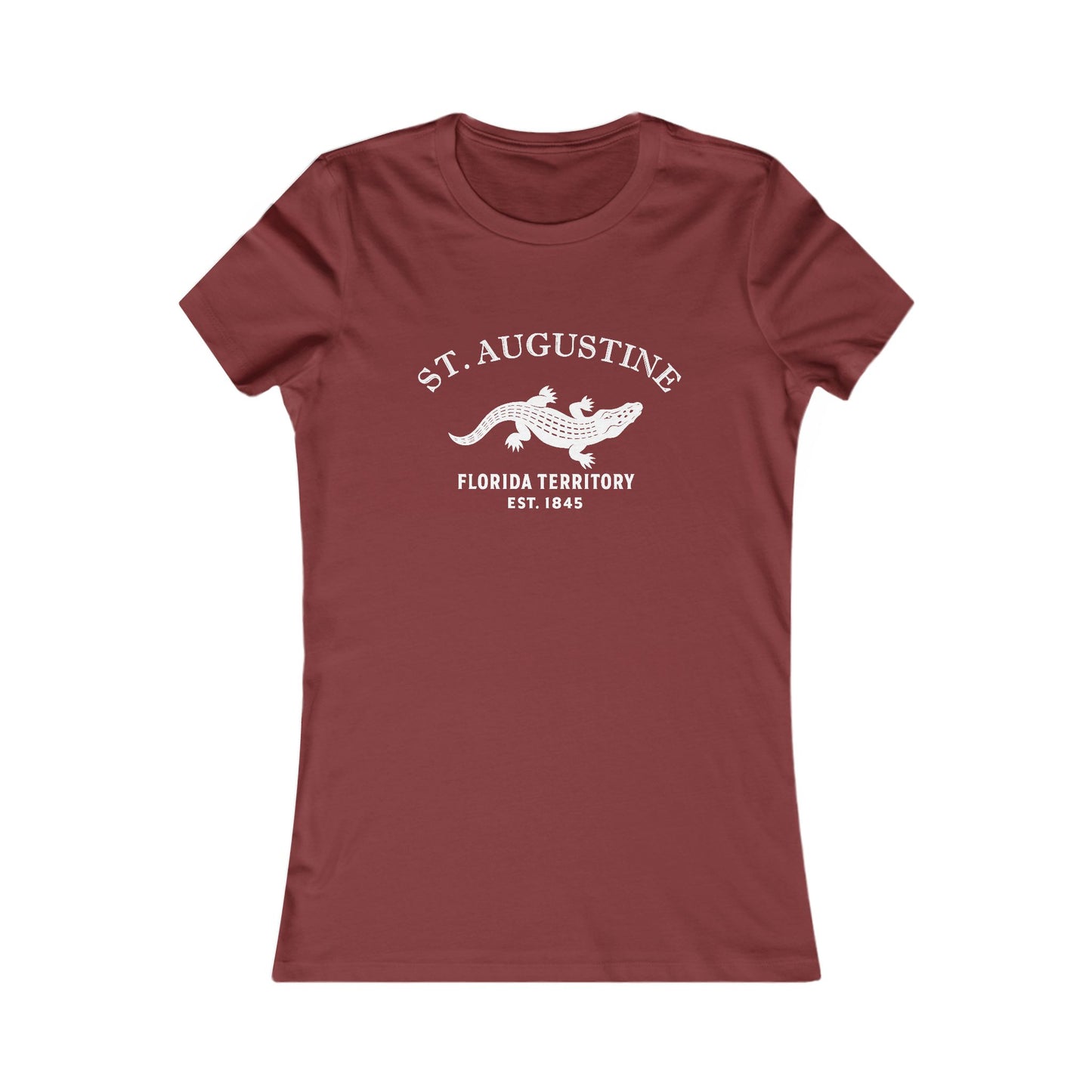 St Augustine Florida Vintage Retro Womens Fitted Ringspun Cotton Tee - White Logo