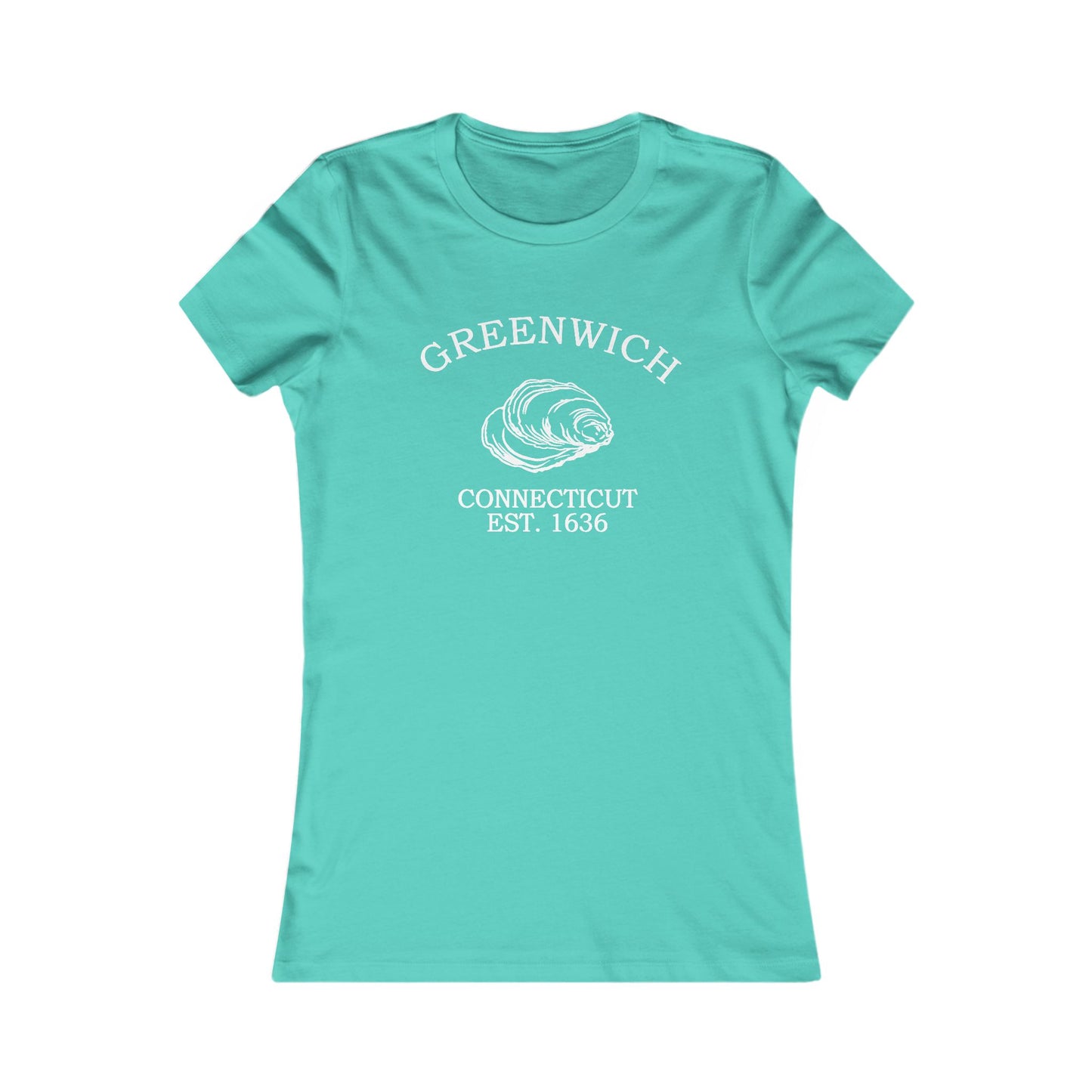 Greenwich Connecticut Vintage Retro Womens Fitted Ringspun Cotton Tee - White Logo