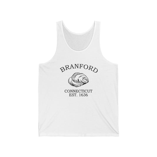 Branford Connecticut Vintage Retro Unisex Cotton Jersey Tank Top - Black Logo