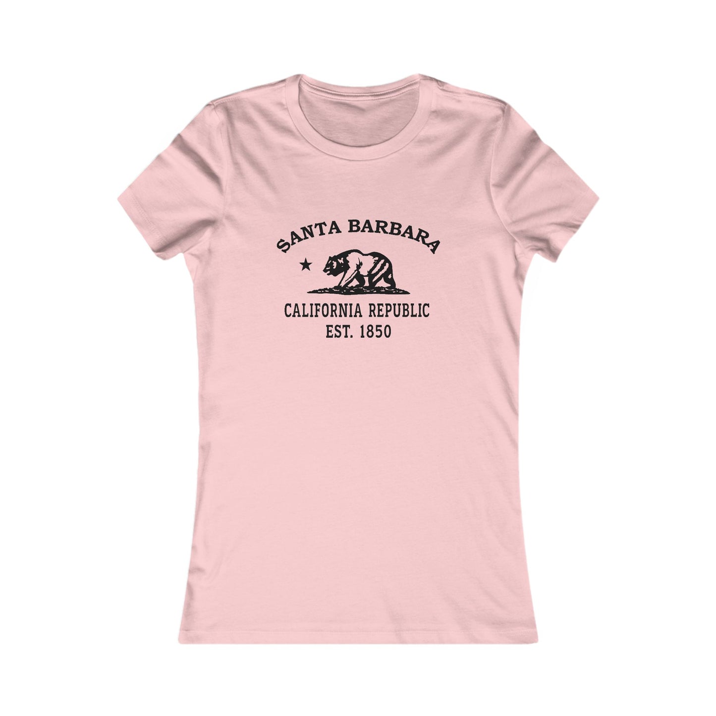 Santa Barbara California Vintage Retro Womens Fitted Ringspun Cotton Tee - Black Logo