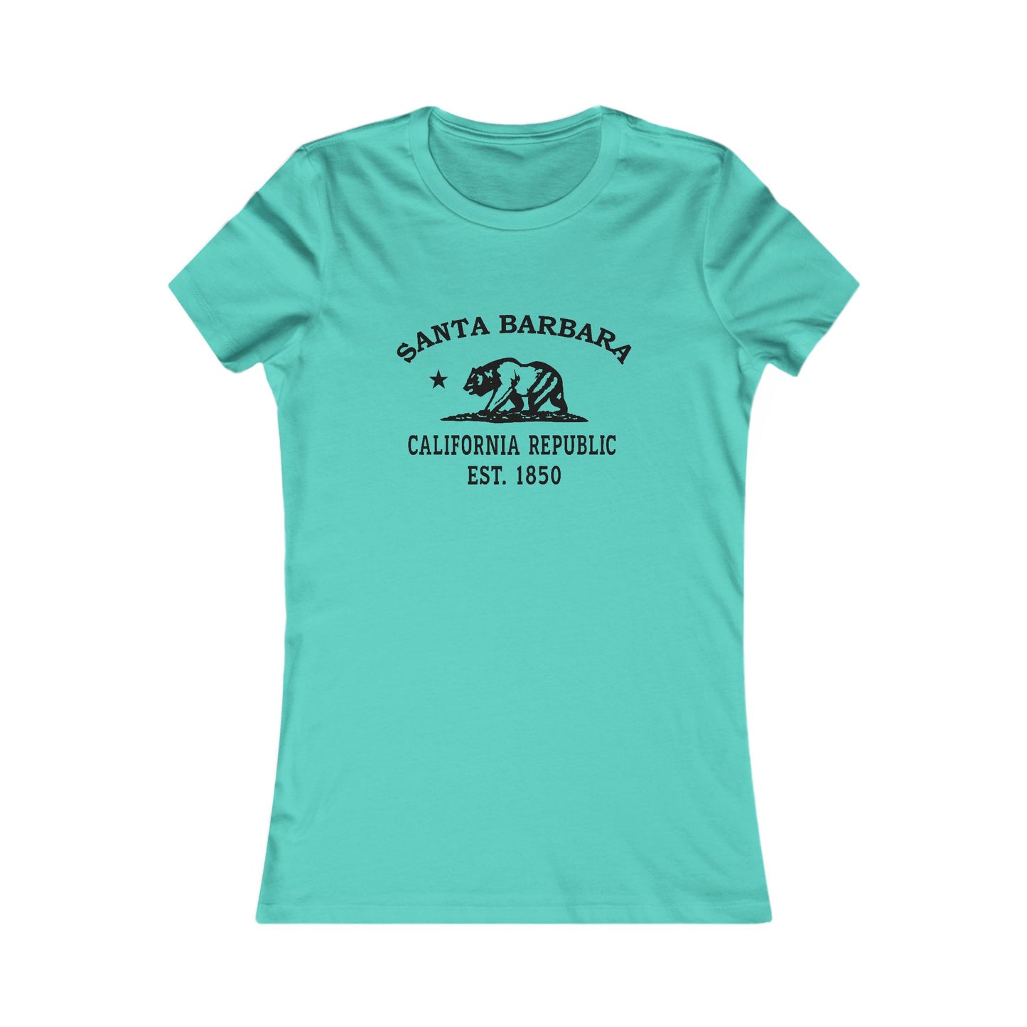 Santa Barbara California Vintage Retro Womens Fitted Ringspun Cotton Tee - Black Logo