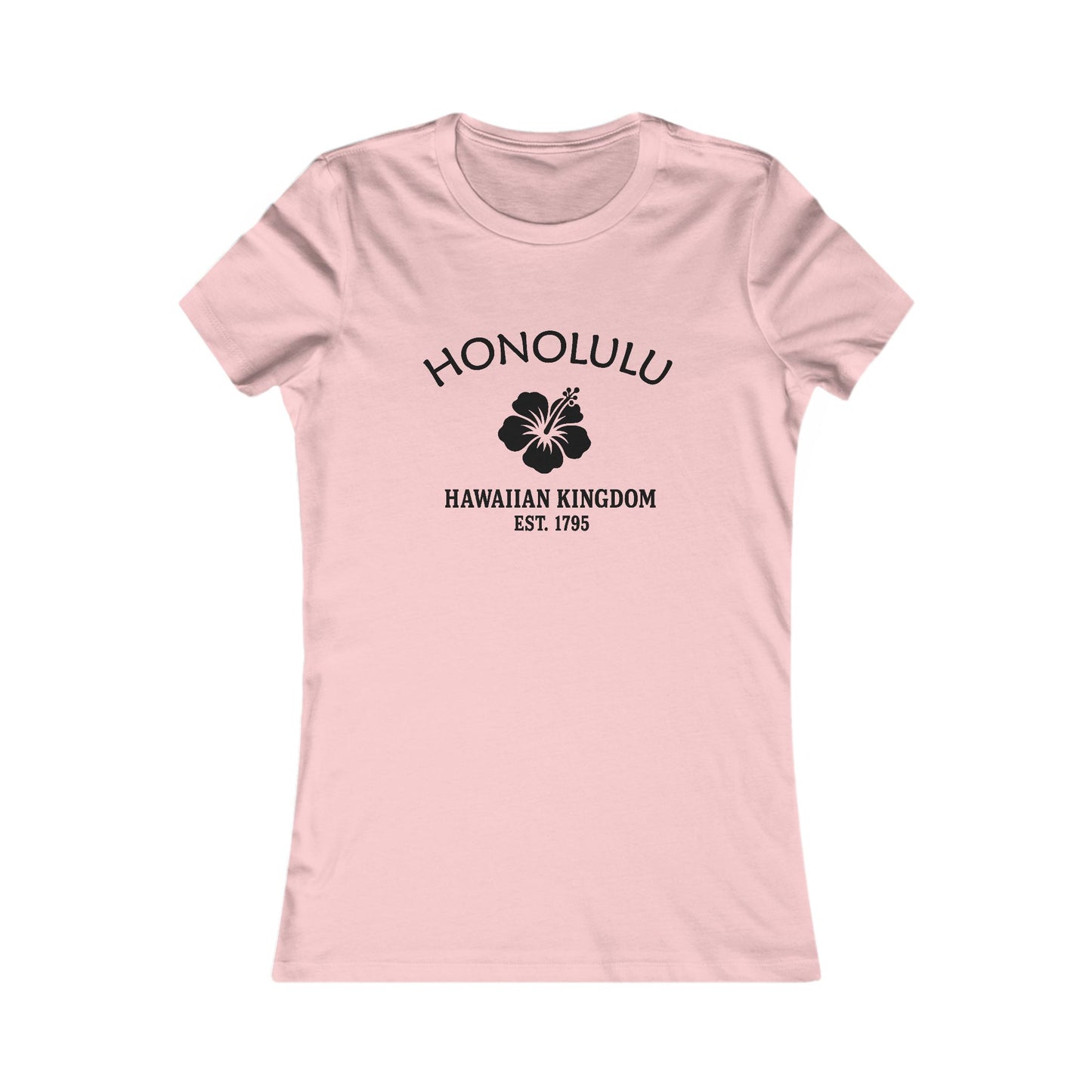 Honolulu Hawaii Ringspun Cotten Fitted Vintage Retro Womens Tee - Black Logo