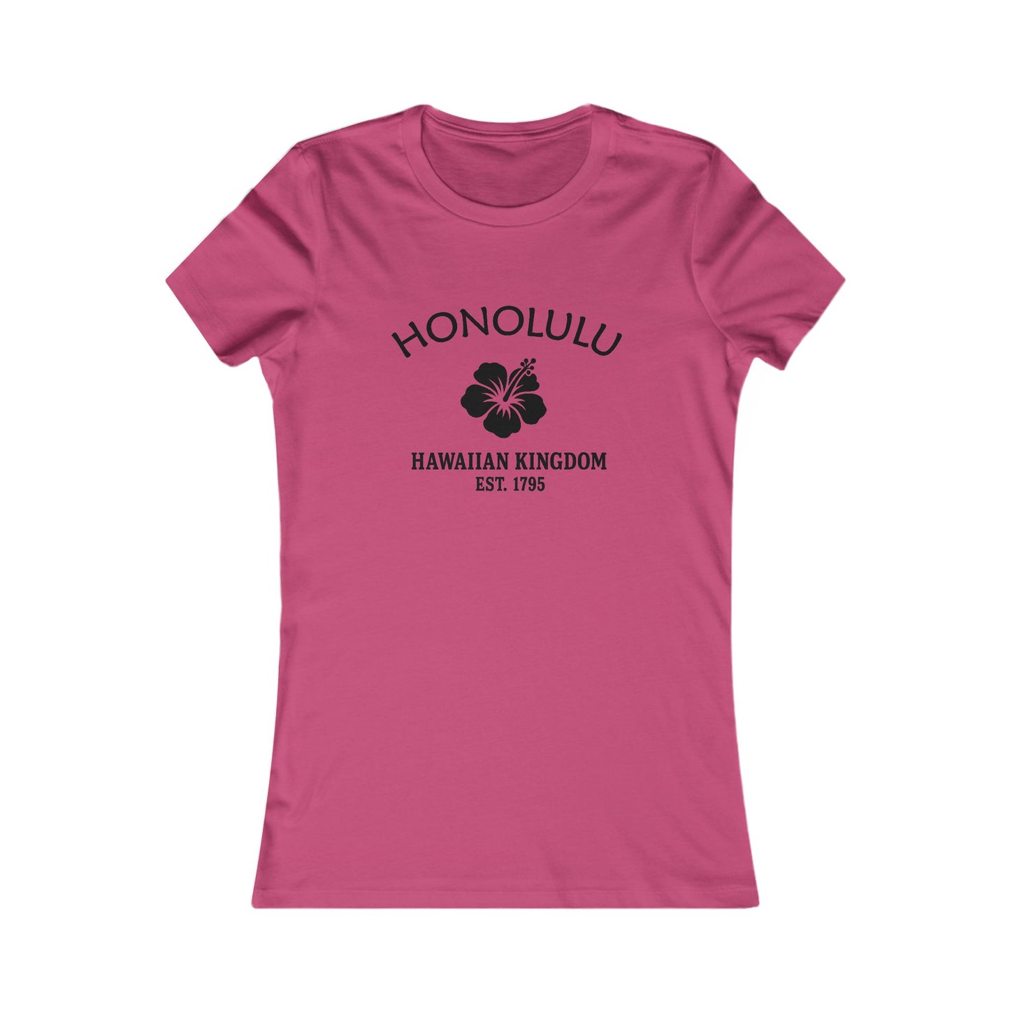 Honolulu Hawaii Ringspun Cotten Fitted Vintage Retro Womens Tee - Black Logo