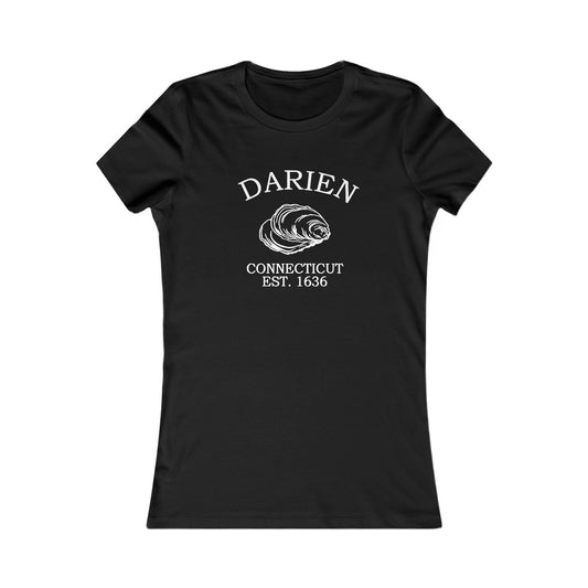Darien Connecticut Vintage Retro Womens Fitted Ringspun Cotton Tee - White Logo