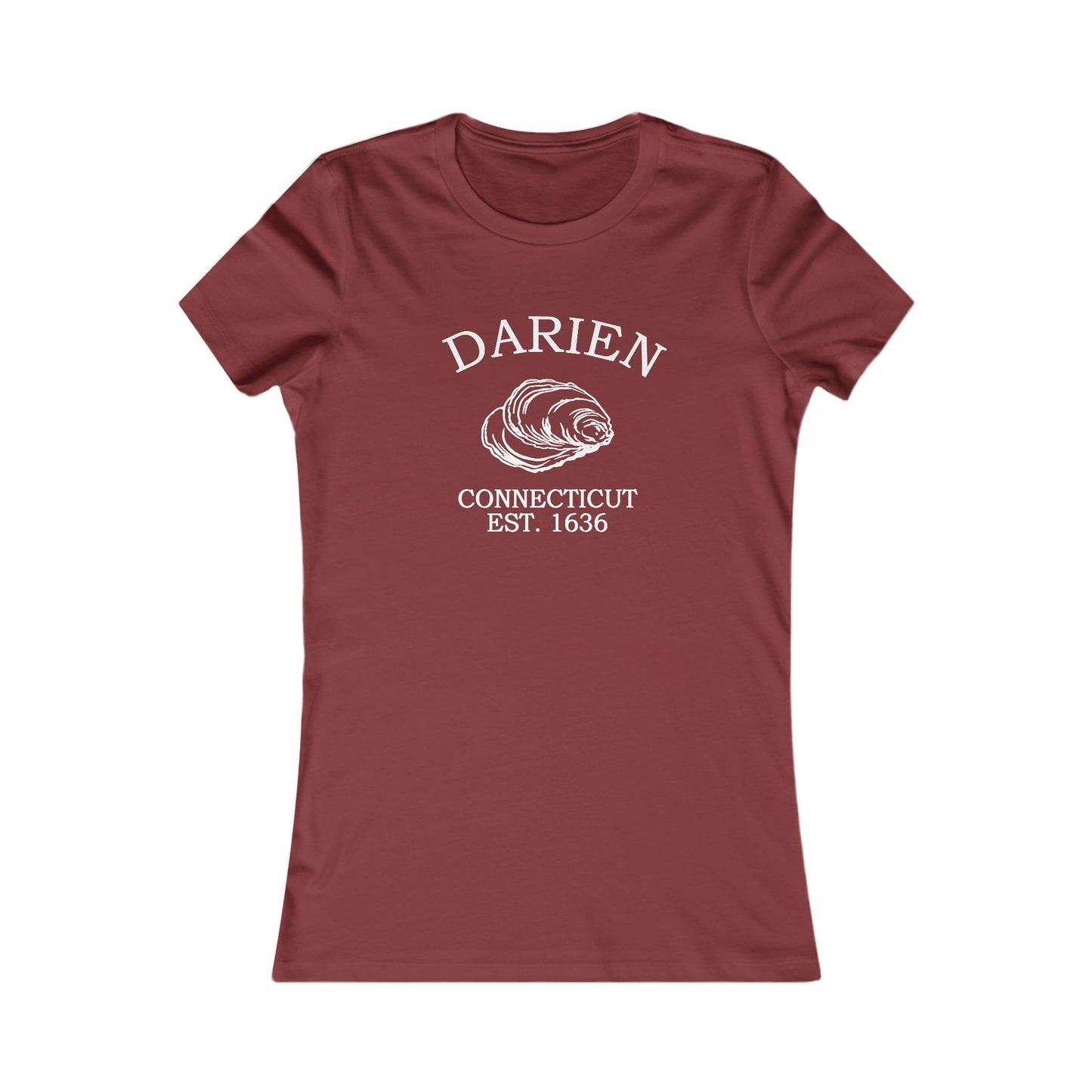 Darien Connecticut Vintage Retro Womens Fitted Ringspun Cotton Tee - White Logo