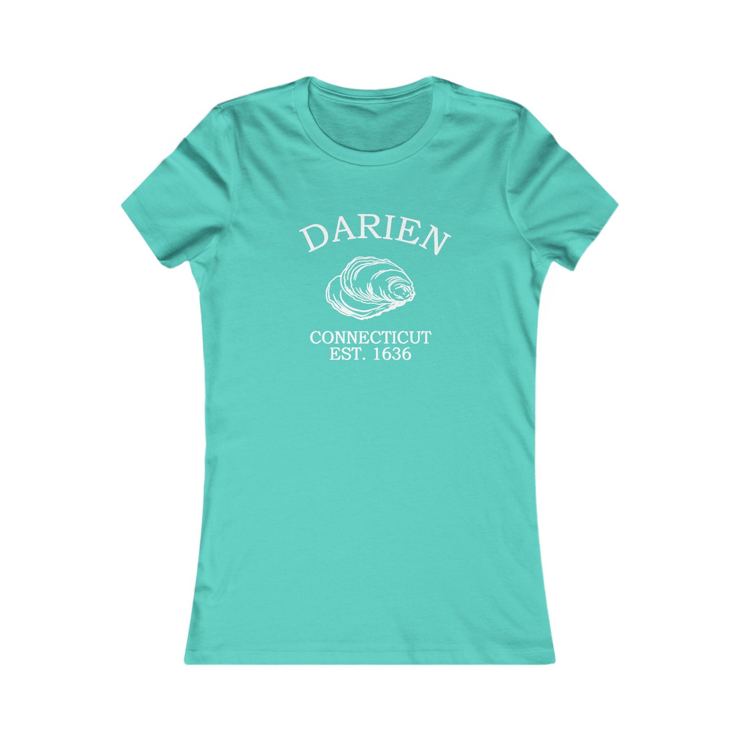 Darien Connecticut Vintage Retro Womens Fitted Ringspun Cotton Tee - White Logo