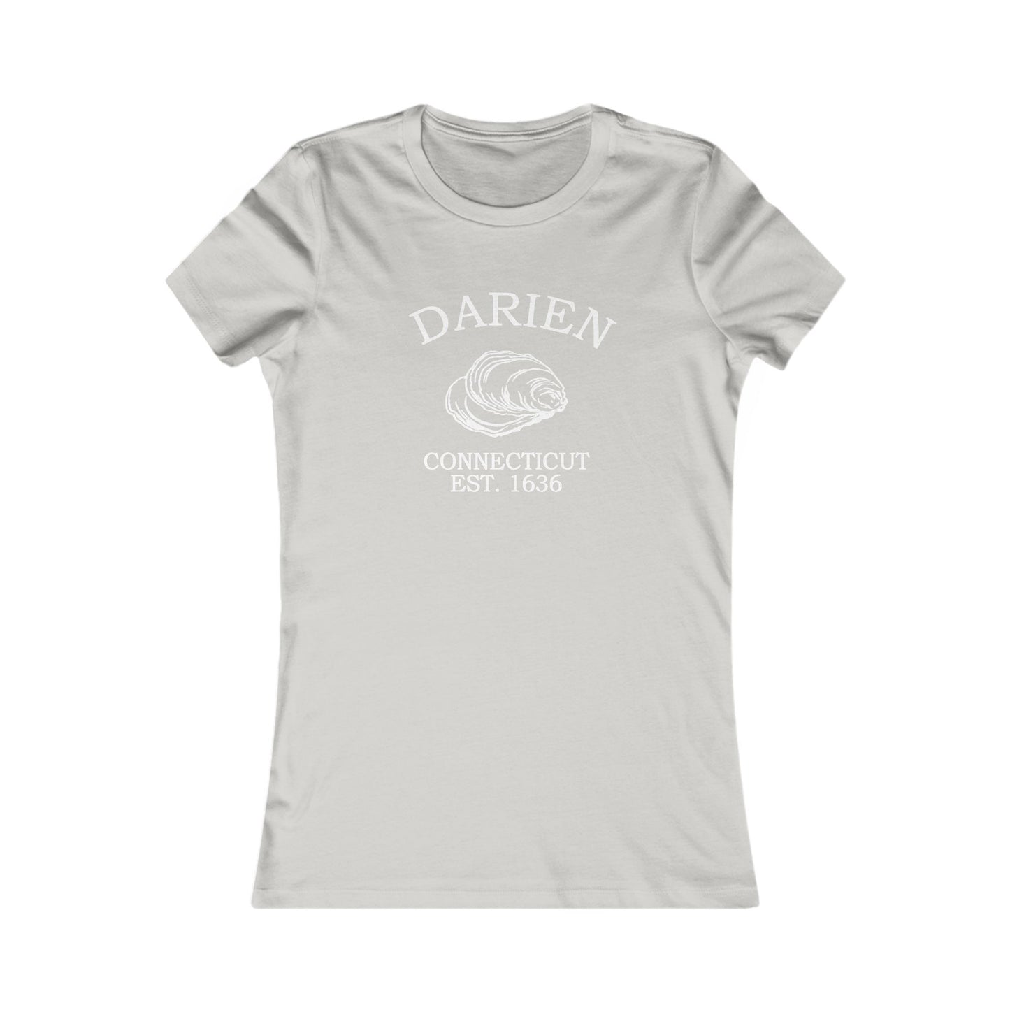 Darien Connecticut Vintage Retro Womens Fitted Ringspun Cotton Tee - White Logo