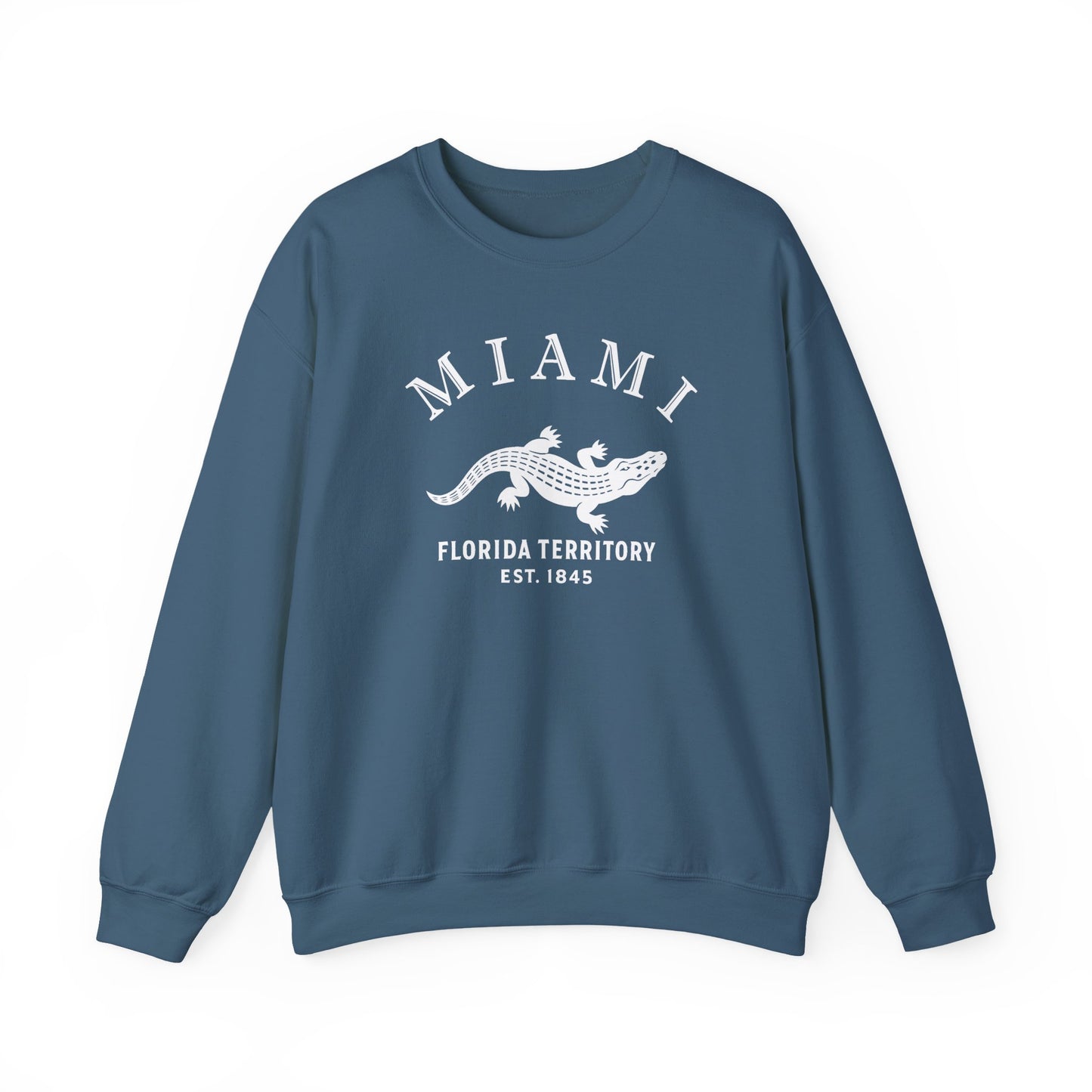 Miami Florida Vintage Retro Unisex Heavy Crewneck Sweatshirt - White Logo