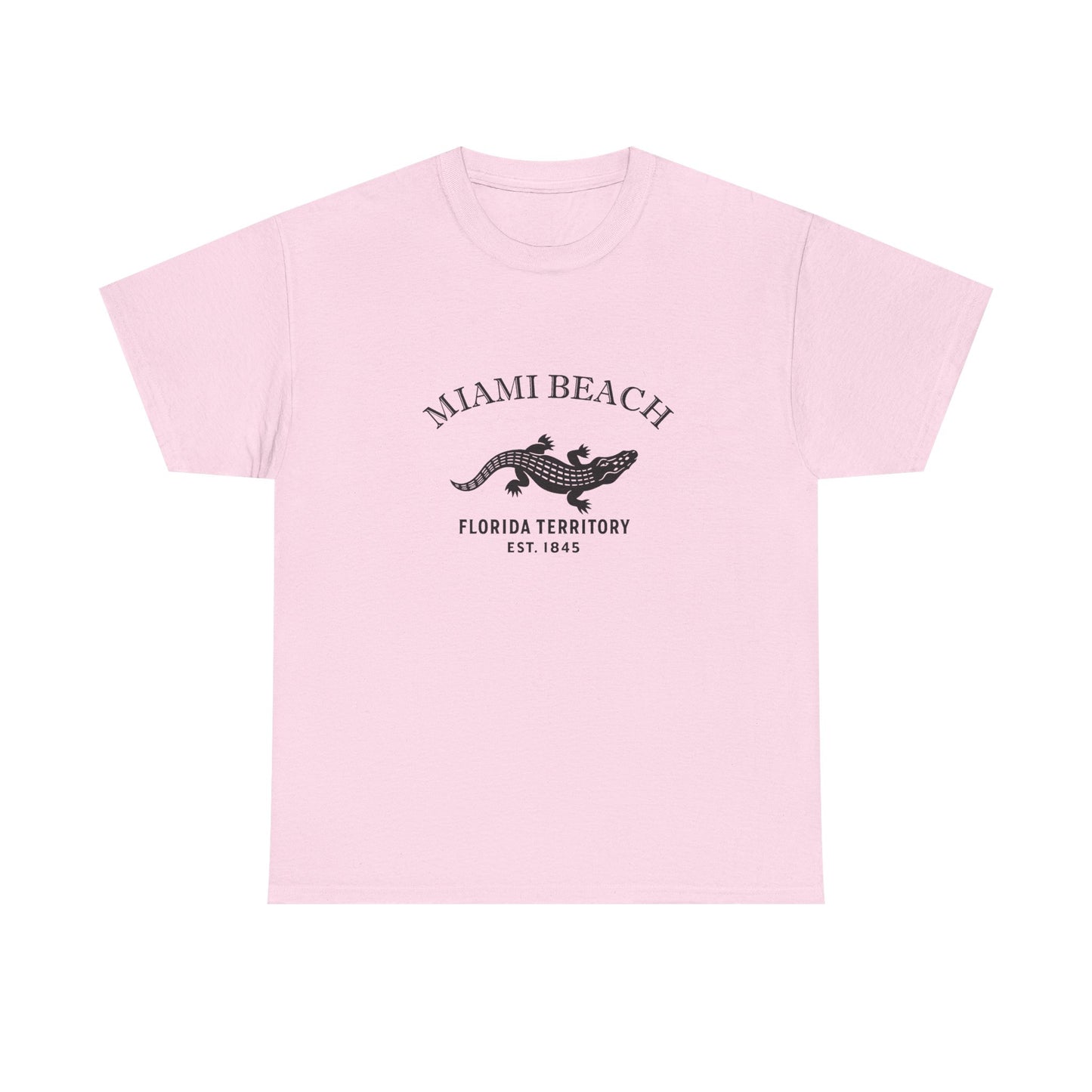 Miami Beach Florida Vintage Retro Unisex Heavy Cotton Tee - Black Logo