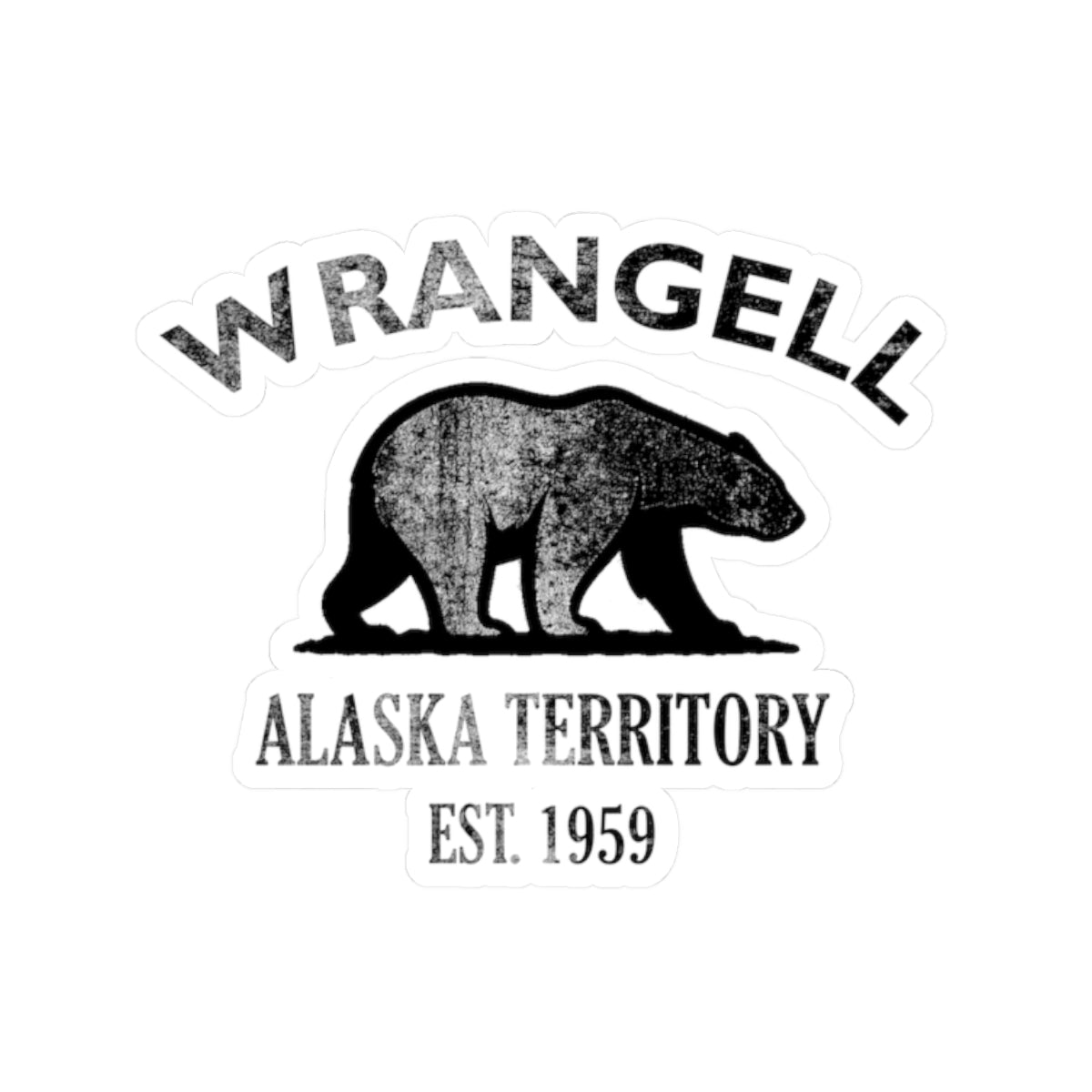 Wrangell Alaska Vintage Retro Vinyl Sticker - Black Logo