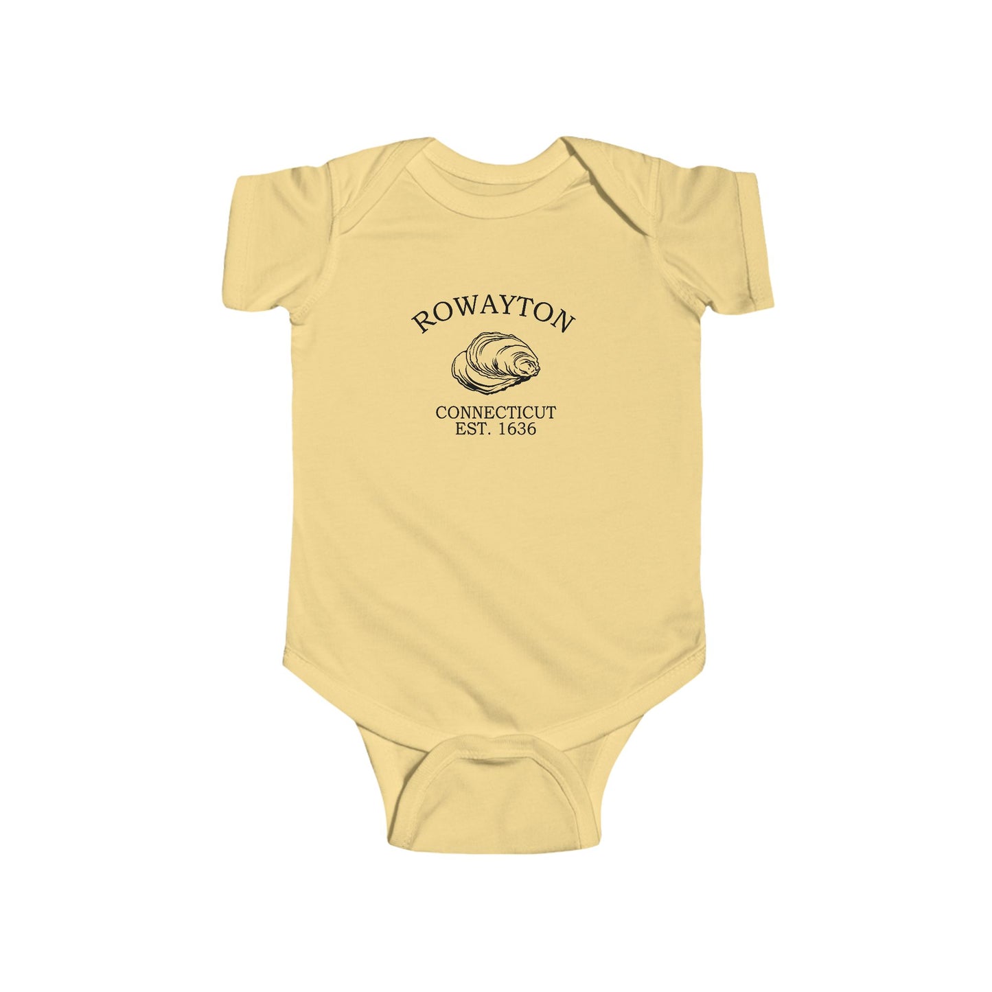 Rowayton Connecticut Vintage Retro Cotton Jersey Baby Bodysuit - Black Logo